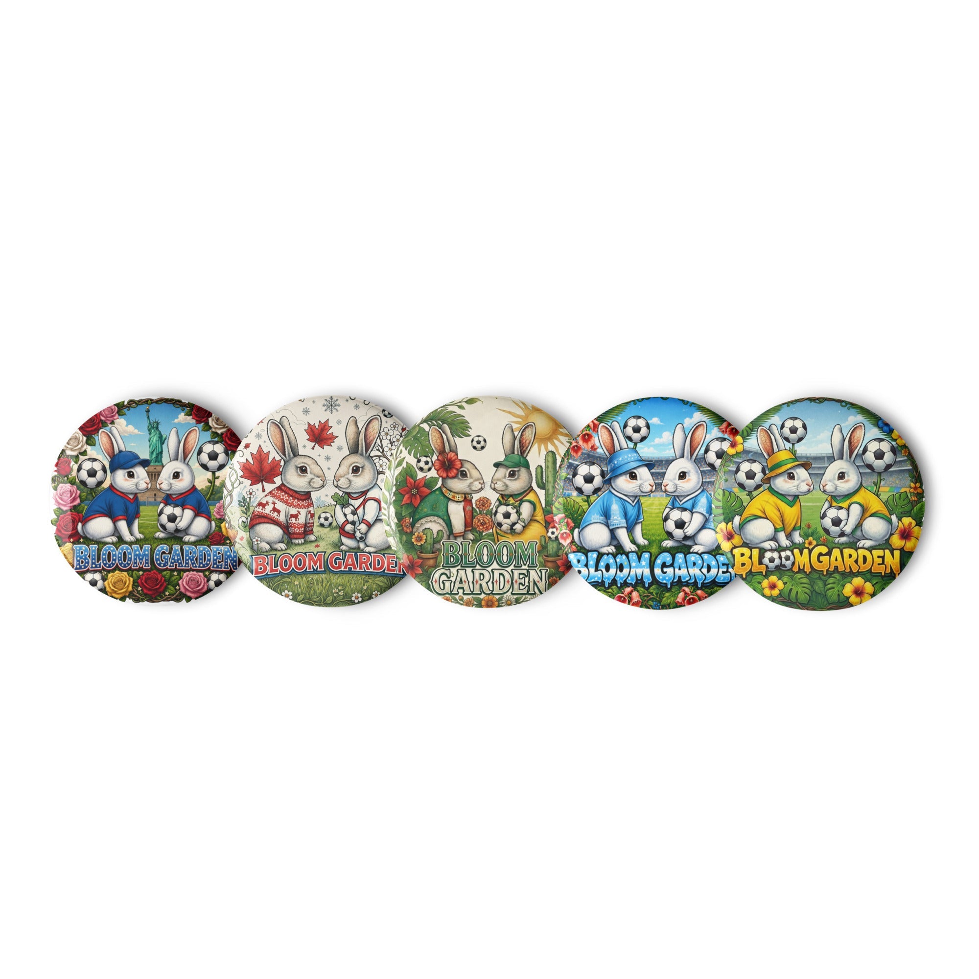 Americas Fan Badge Set ( 5 Pins ) - USA, Canada, Mexico, Argentina, Brazil - BLOOM GARDEN