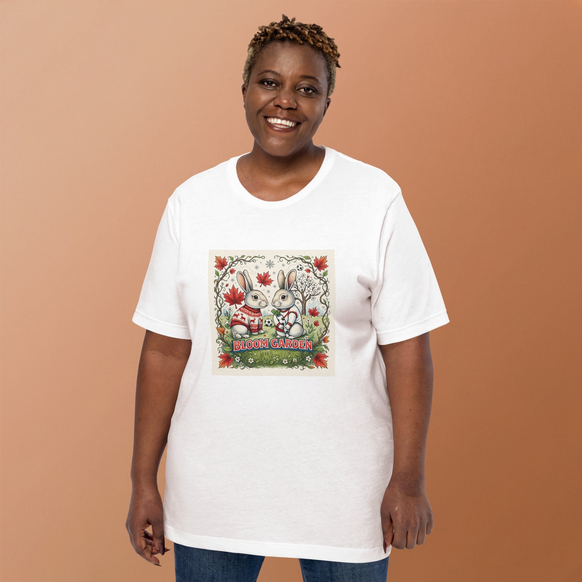 Bloom Garden Canadian Rabbit T-Shirt | Canadian Fan | Canada Mexico USA 2026 | Unisex - BLOOM GARDEN