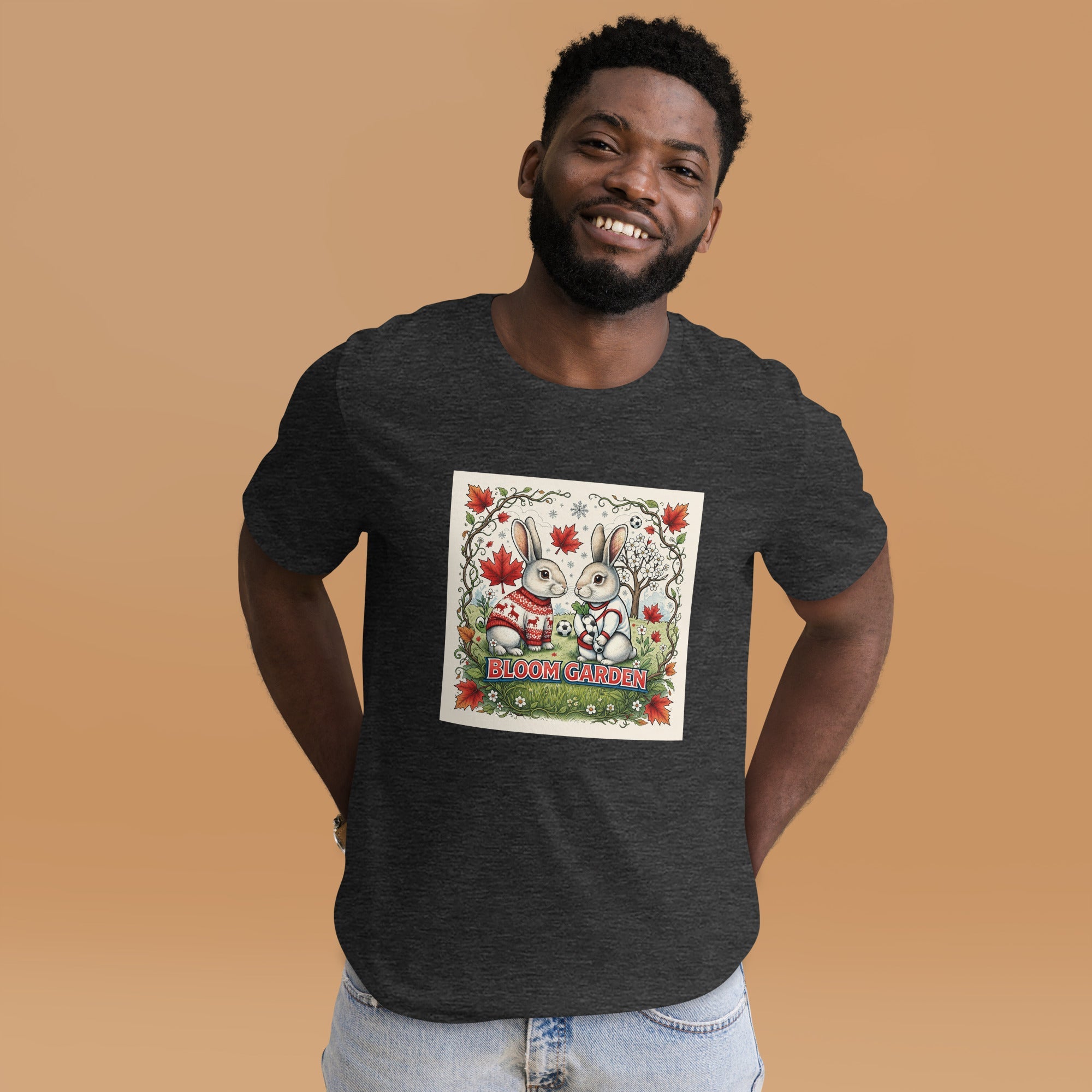 Bloom Garden Canadian Rabbit T-Shirt | Canadian Fan | Canada Mexico USA 2026 | Unisex - BLOOM GARDEN