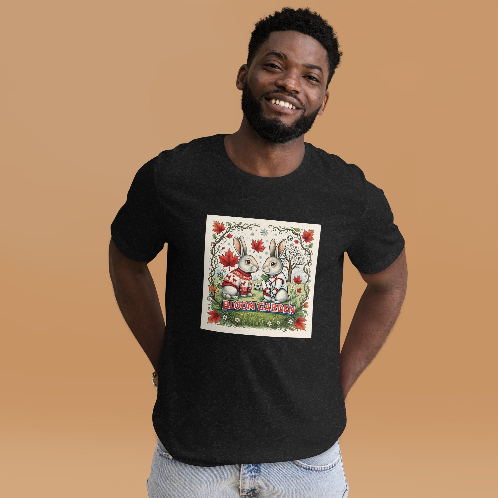 Bloom Garden Canadian Rabbit T-Shirt | Canadian Fan | Canada Mexico USA 2026 | Unisex - BLOOM GARDEN