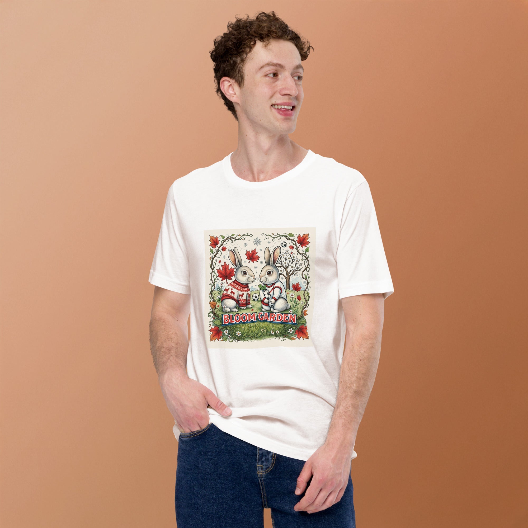 Bloom Garden Canadian Rabbit T-Shirt | Canadian Fan | Canada Mexico USA 2026 | Unisex - BLOOM GARDEN