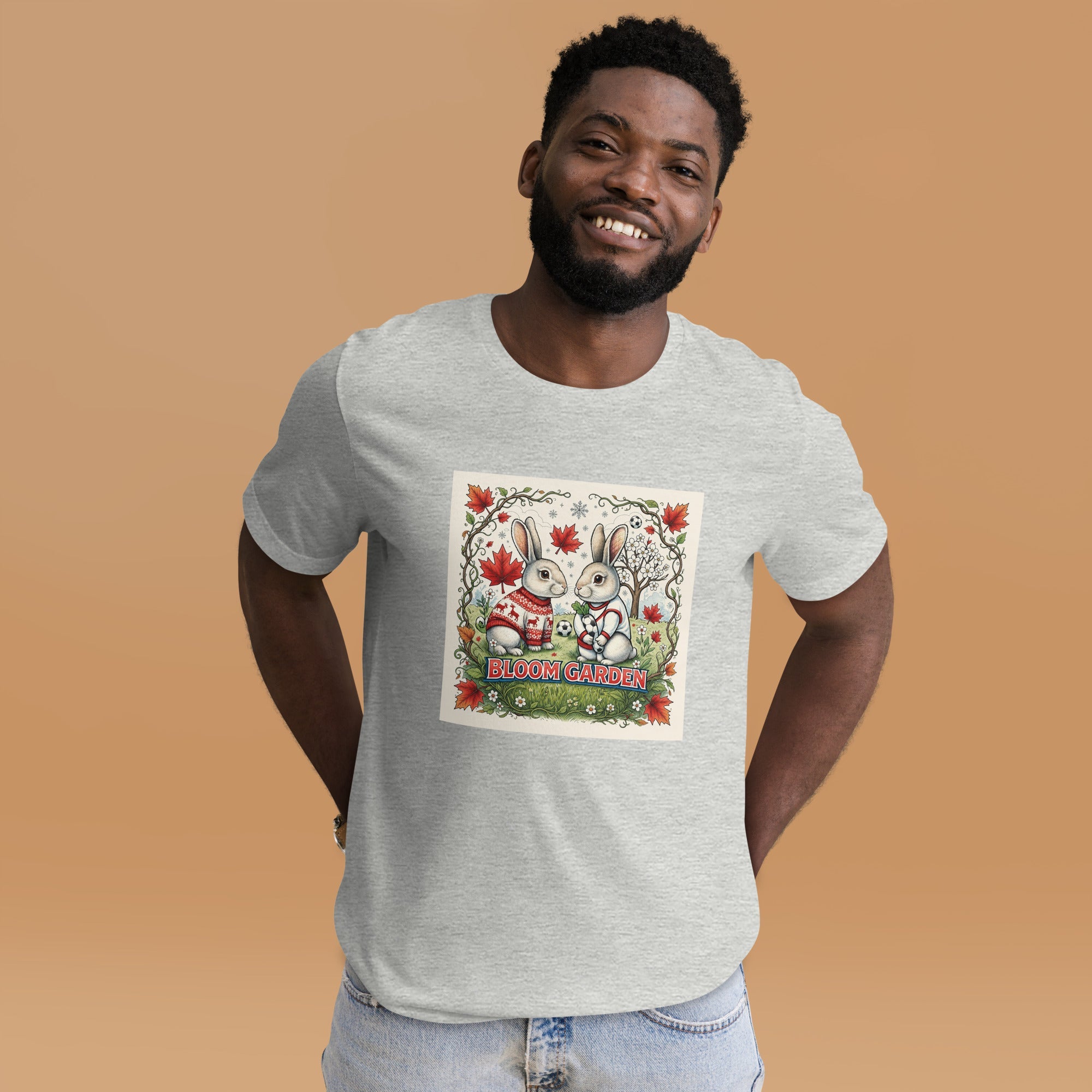 Bloom Garden Canadian Rabbit T-Shirt | Canadian Fan | Canada Mexico USA 2026 | Unisex - BLOOM GARDEN