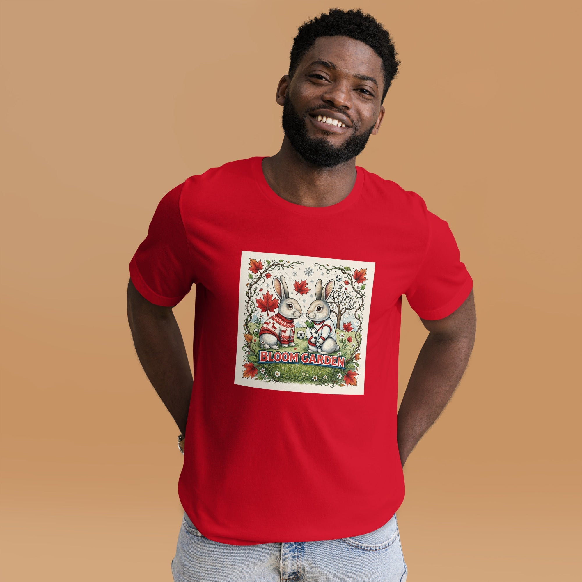 Bloom Garden Canadian Rabbit T-Shirt | Canadian Fan | Canada Mexico USA 2026 | Unisex - BLOOM GARDEN
