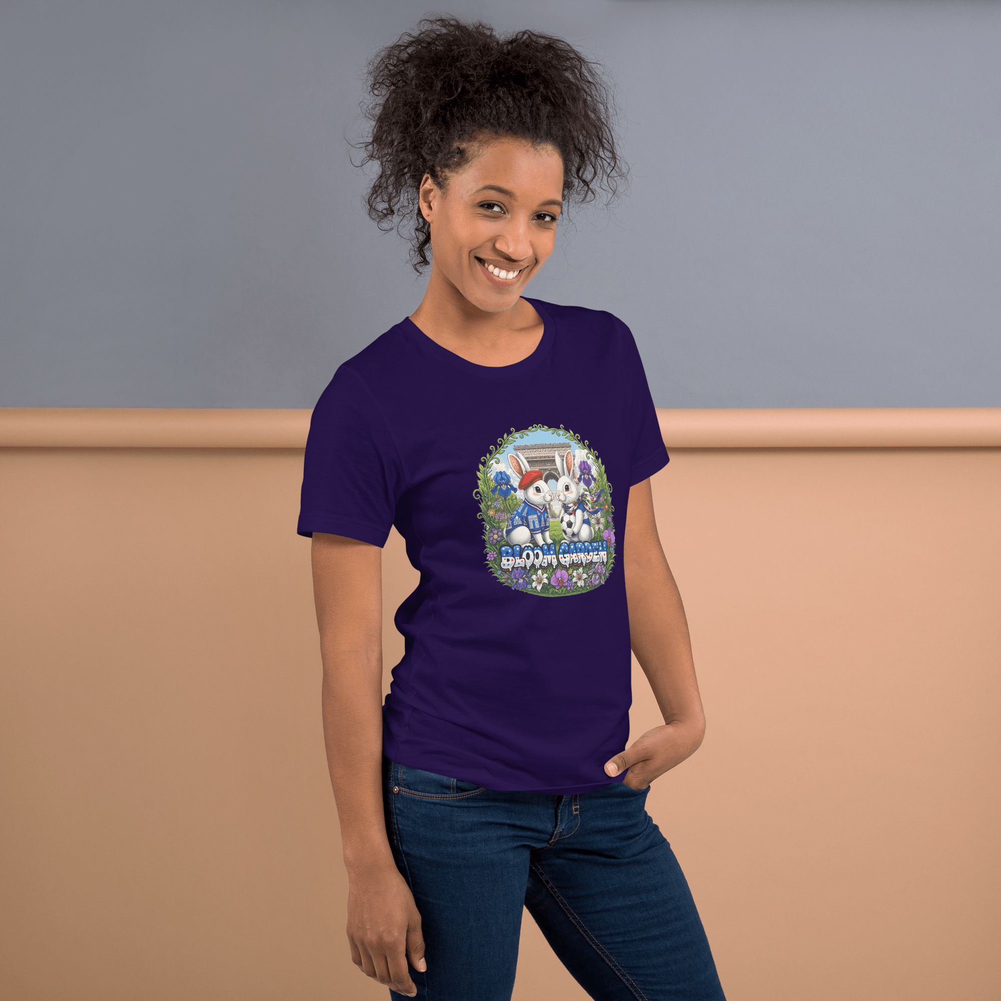 Bloom Garden French Rabbit T-Shirt | France Soccer Fan | Canada Mexico USA 2026 | Unisex - BLOOM GARDEN