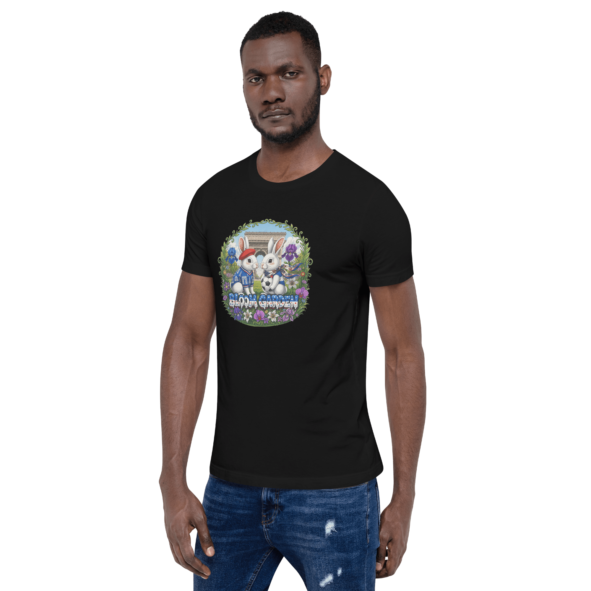 Bloom Garden French Rabbit T-Shirt | France Soccer Fan | Canada Mexico USA 2026 | Unisex - BLOOM GARDEN