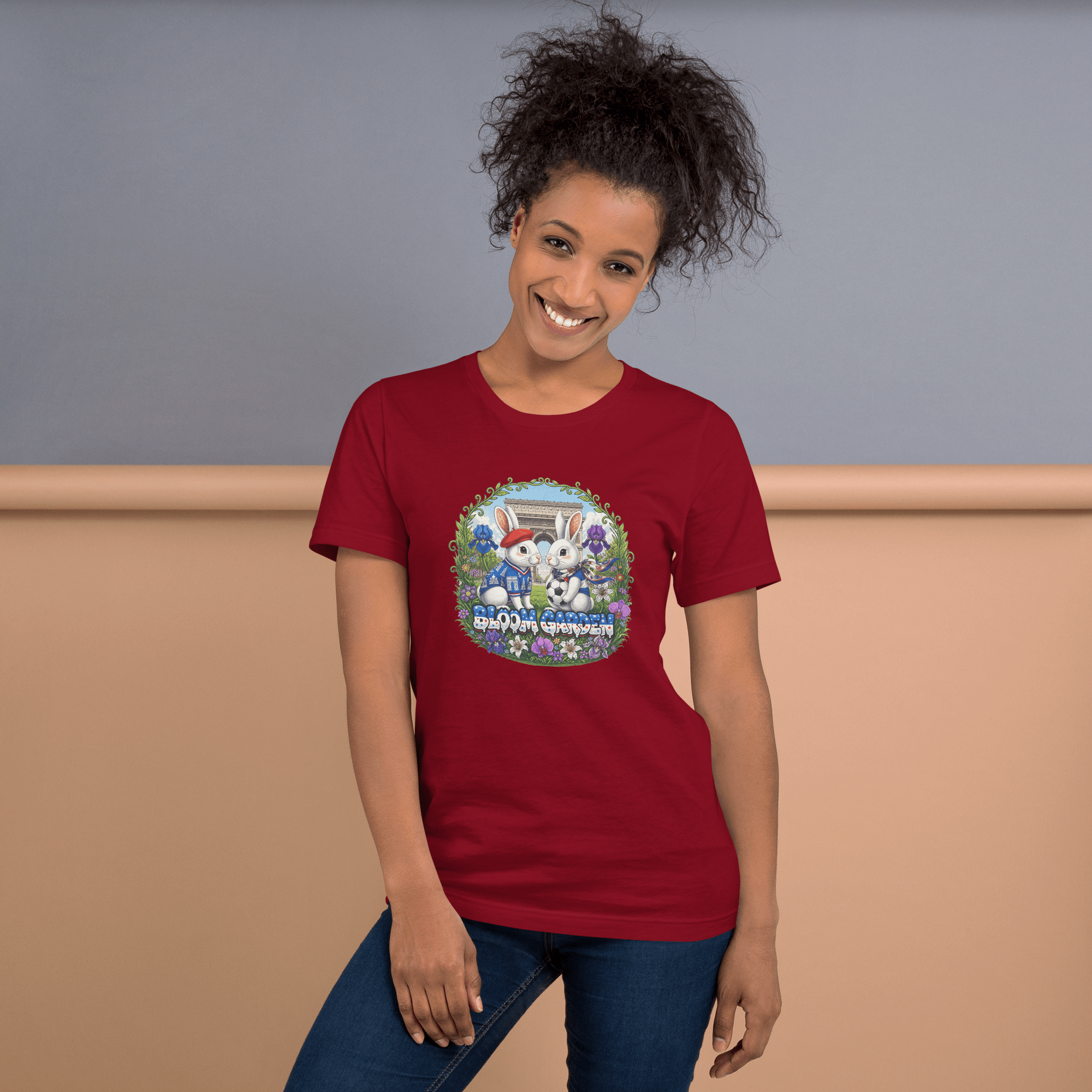 Bloom Garden French Rabbit T-Shirt | France Soccer Fan | Canada Mexico USA 2026 | Unisex - BLOOM GARDEN
