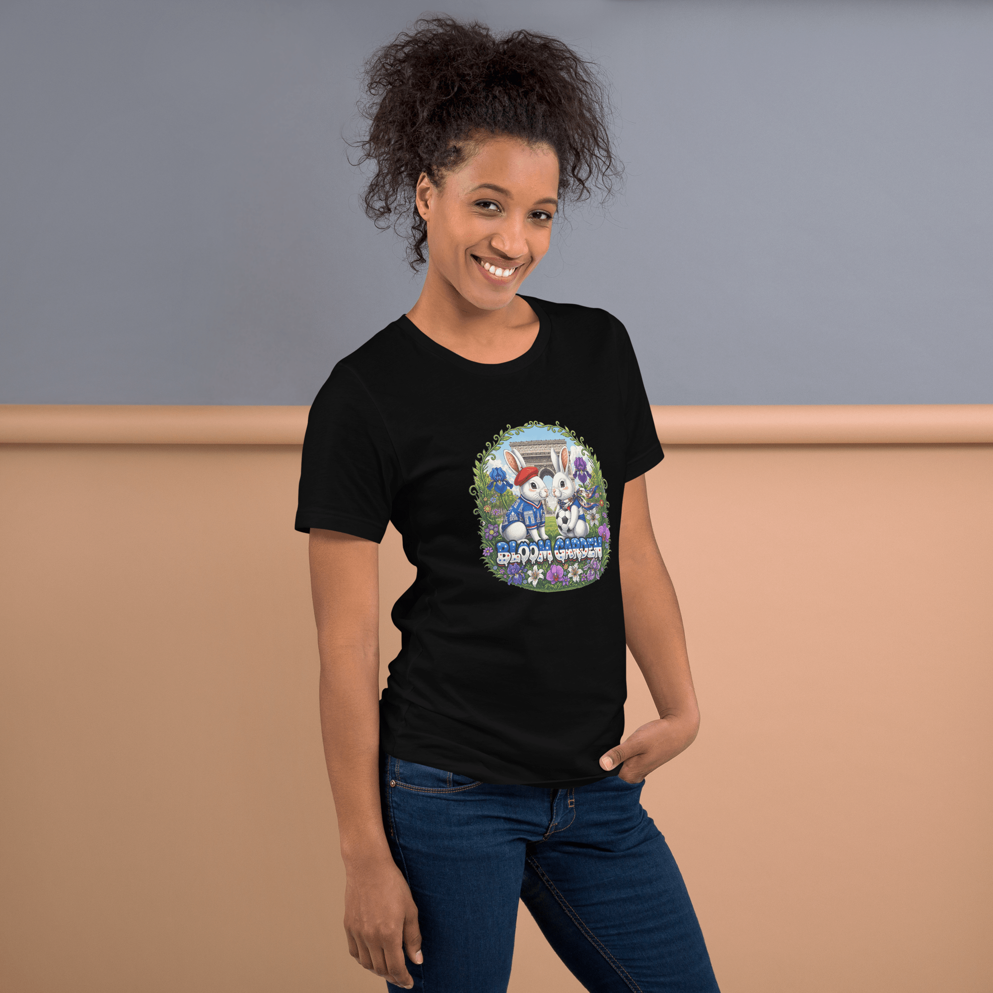 Bloom Garden French Rabbit T-Shirt | France Soccer Fan | Canada Mexico USA 2026 | Unisex - BLOOM GARDEN