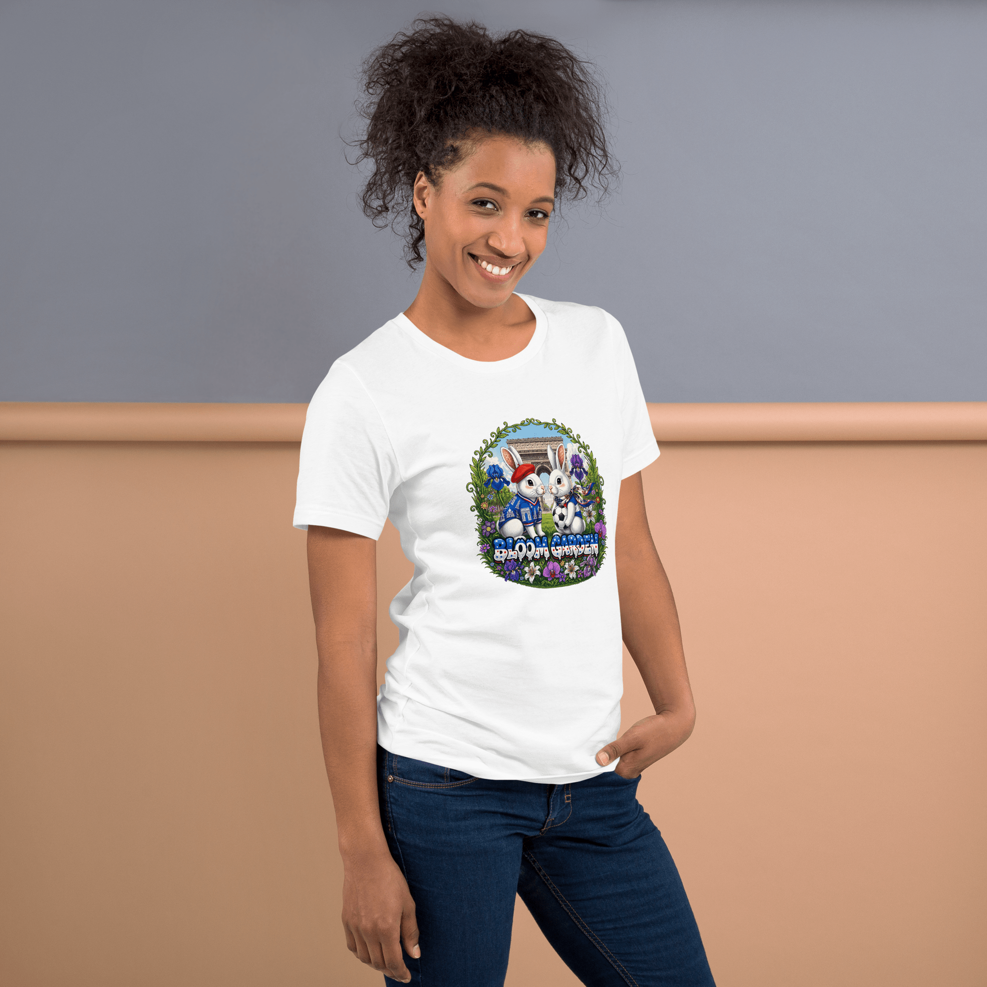 Bloom Garden French Rabbit T-Shirt | France Soccer Fan | Canada Mexico USA 2026 | Unisex - BLOOM GARDEN