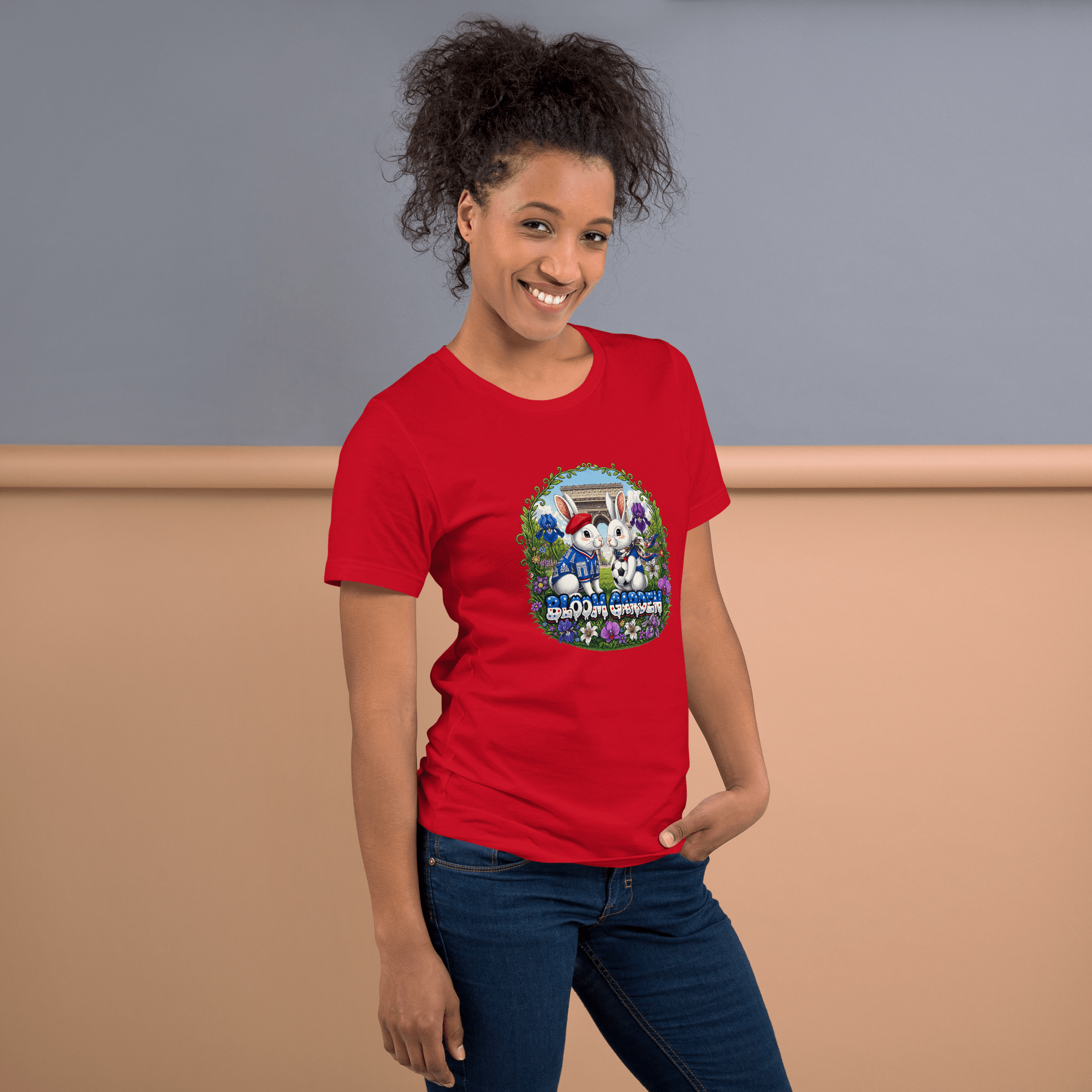 Bloom Garden French Rabbit T-Shirt | France Soccer Fan | Canada Mexico USA 2026 | Unisex - BLOOM GARDEN