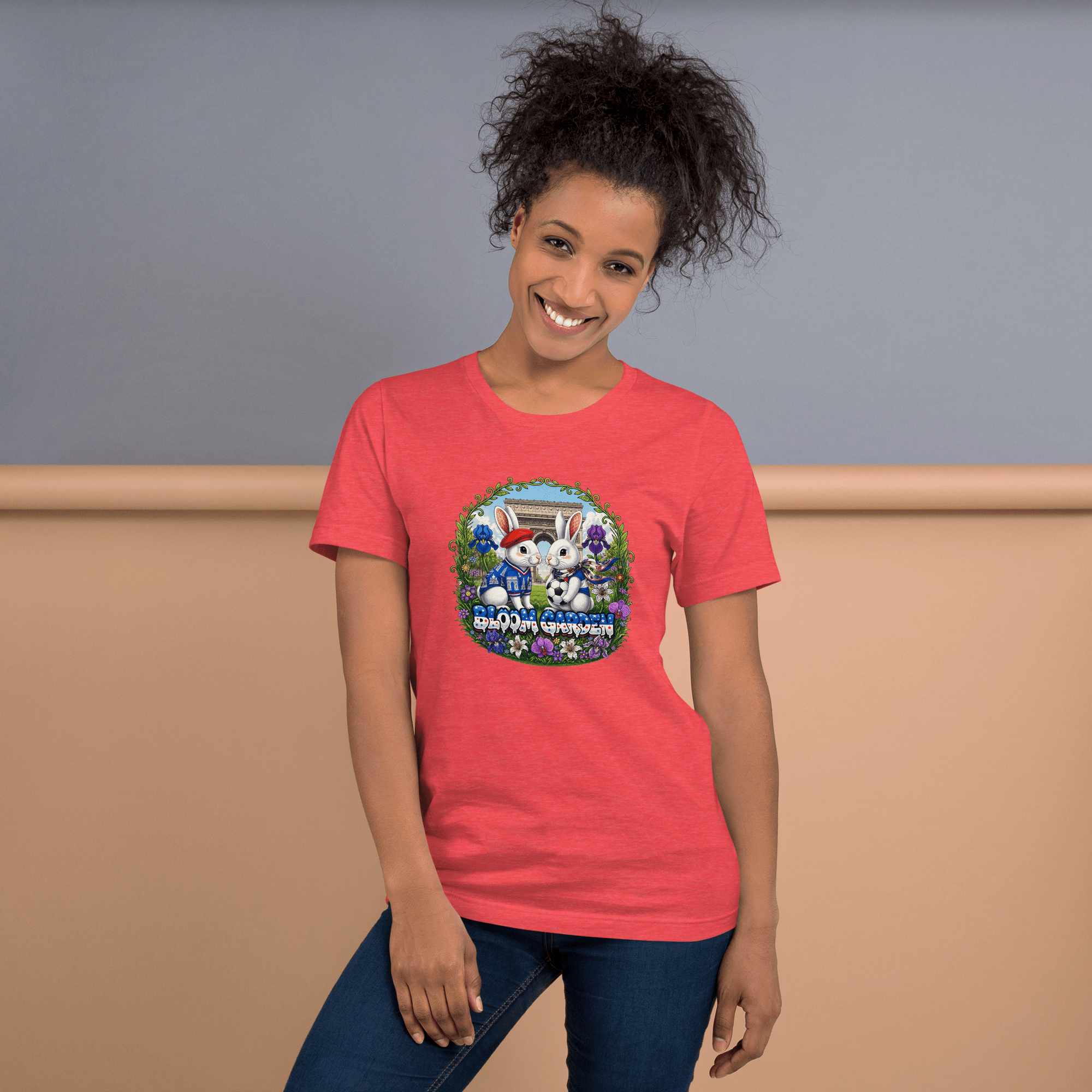 Bloom Garden French Rabbit T-Shirt | France Soccer Fan | Canada Mexico USA 2026 | Unisex - BLOOM GARDEN