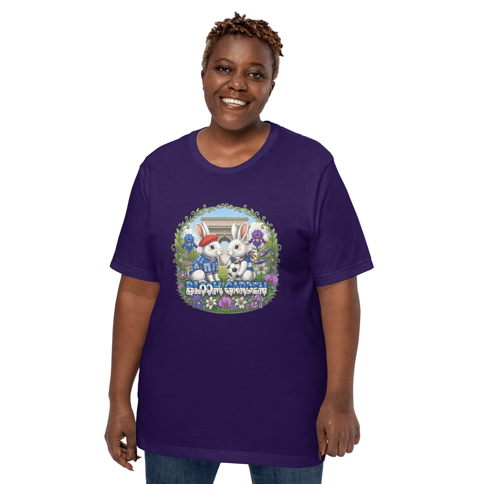 Bloom Garden French Rabbit T-Shirt | France Soccer Fan | Canada Mexico USA 2026 | Unisex - BLOOM GARDEN