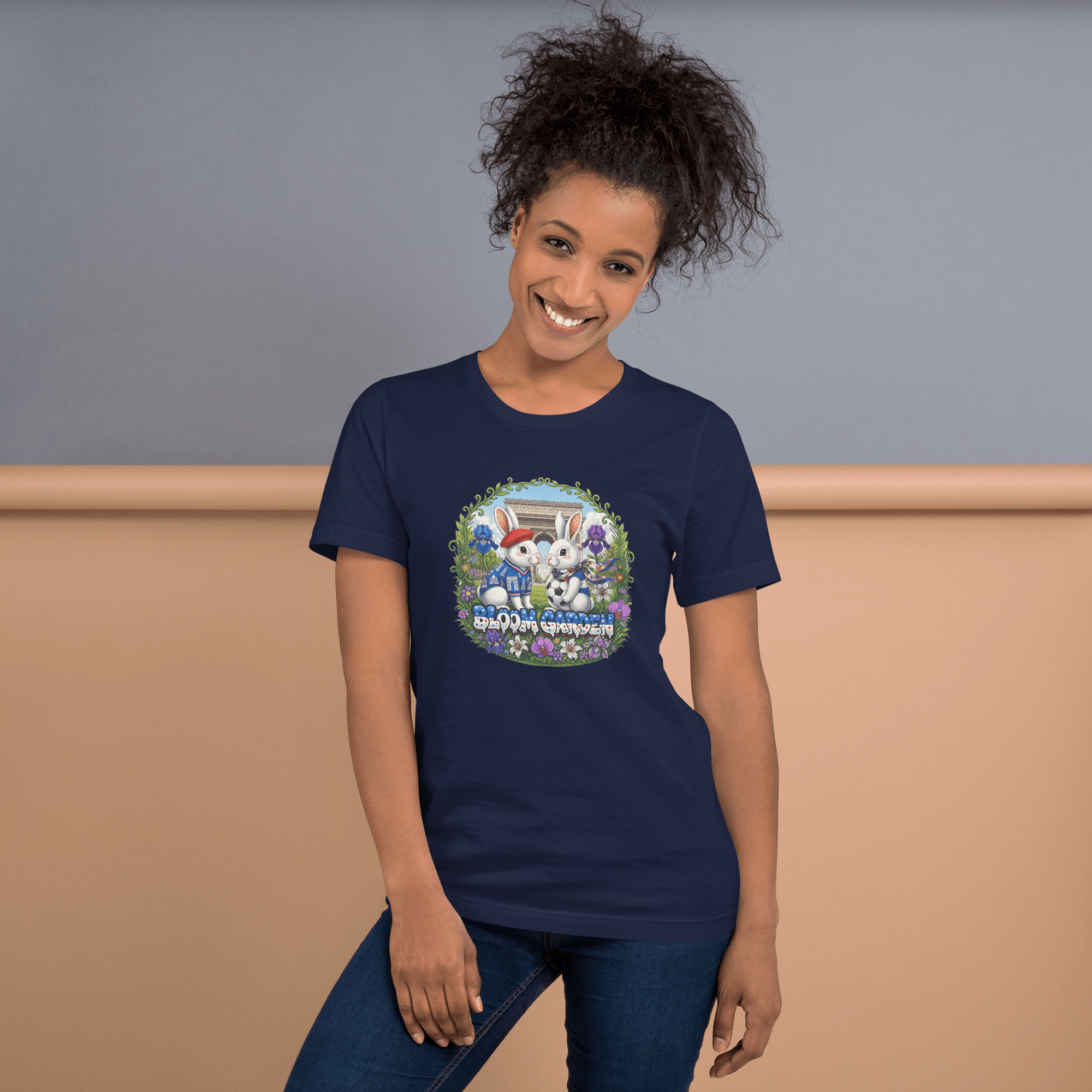 Bloom Garden French Rabbit T-Shirt | France Soccer Fan | Canada Mexico USA 2026 | Unisex - BLOOM GARDEN