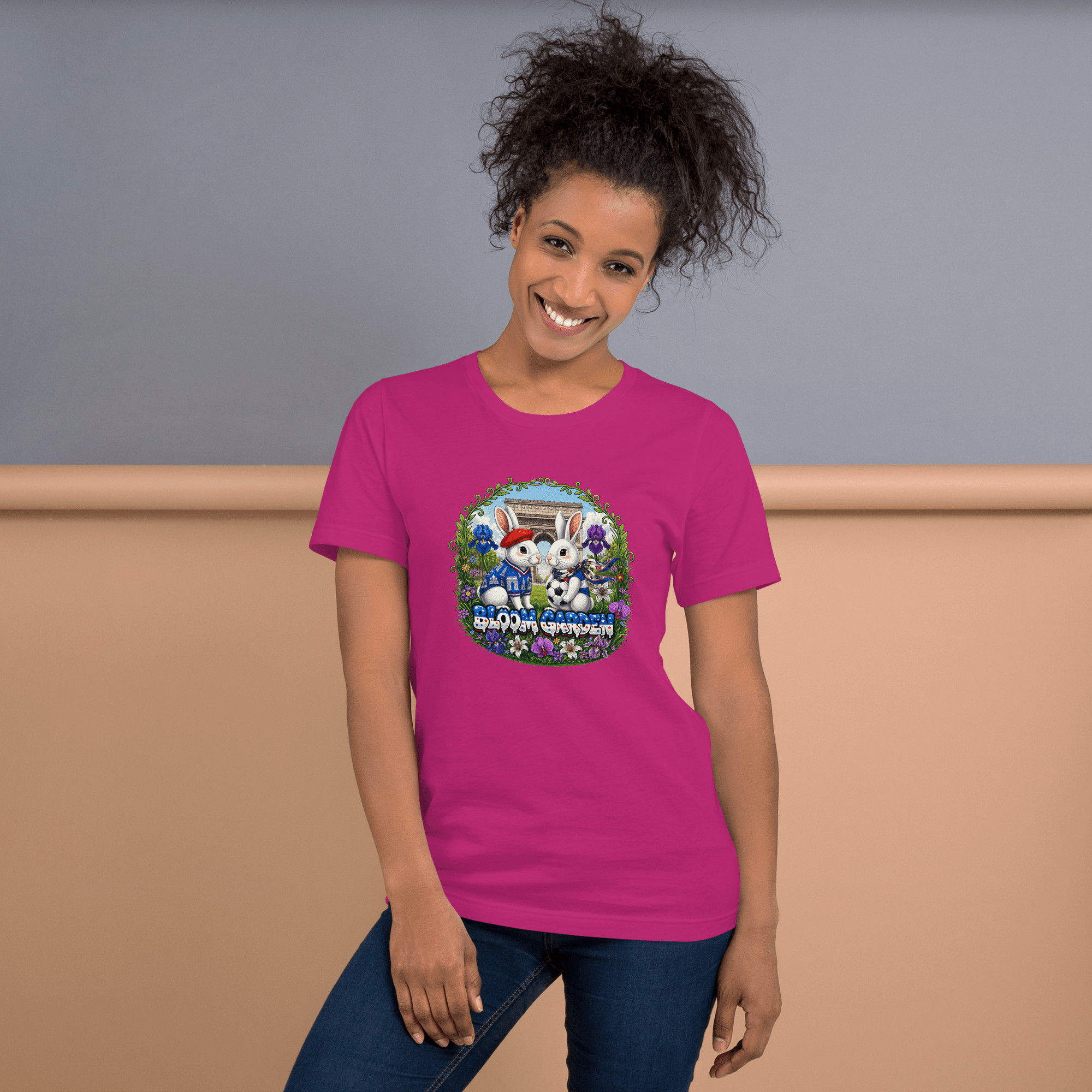 Bloom Garden French Rabbit T-Shirt | France Soccer Fan | Canada Mexico USA 2026 | Unisex - BLOOM GARDEN