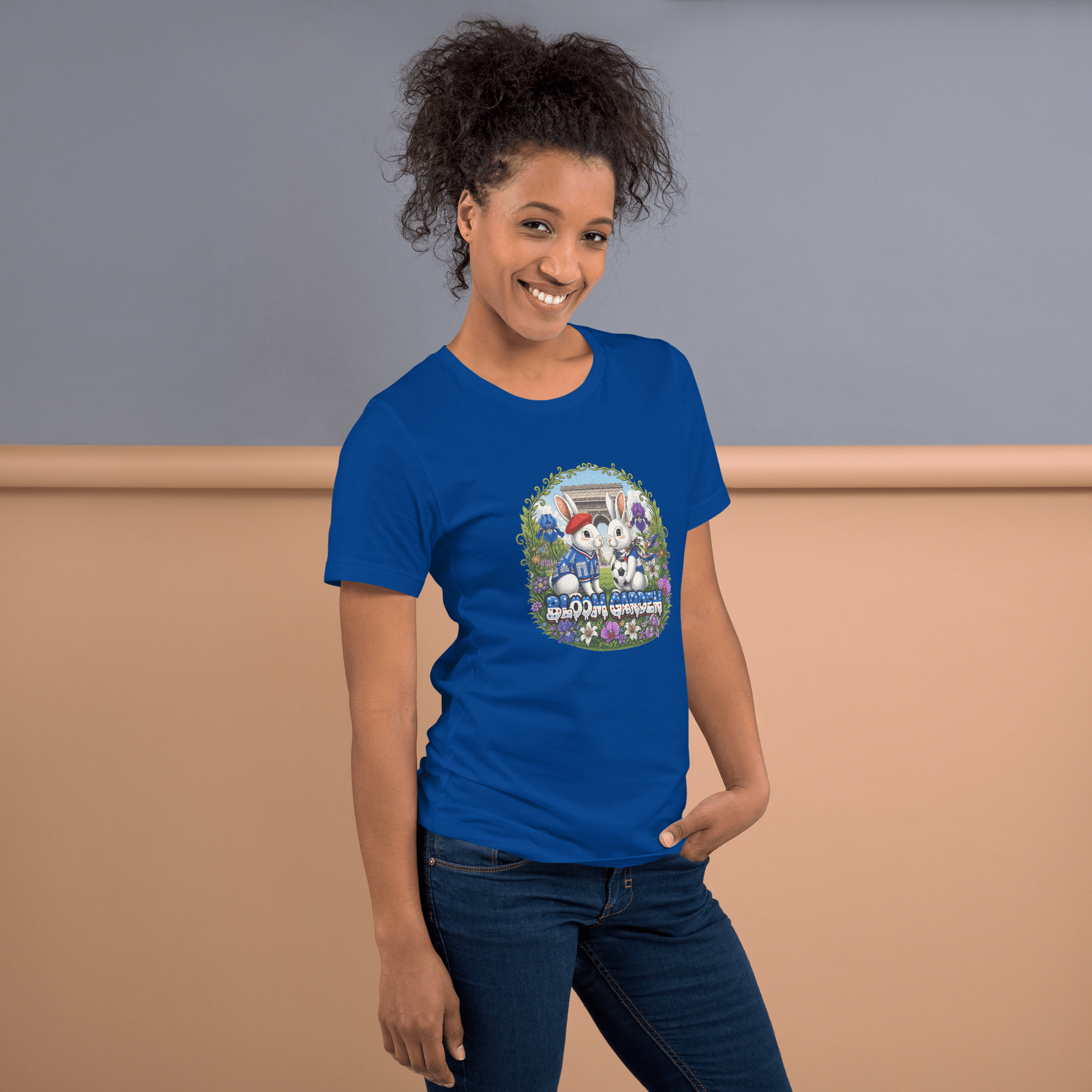 Bloom Garden French Rabbit T-Shirt | France Soccer Fan | Canada Mexico USA 2026 | Unisex - BLOOM GARDEN