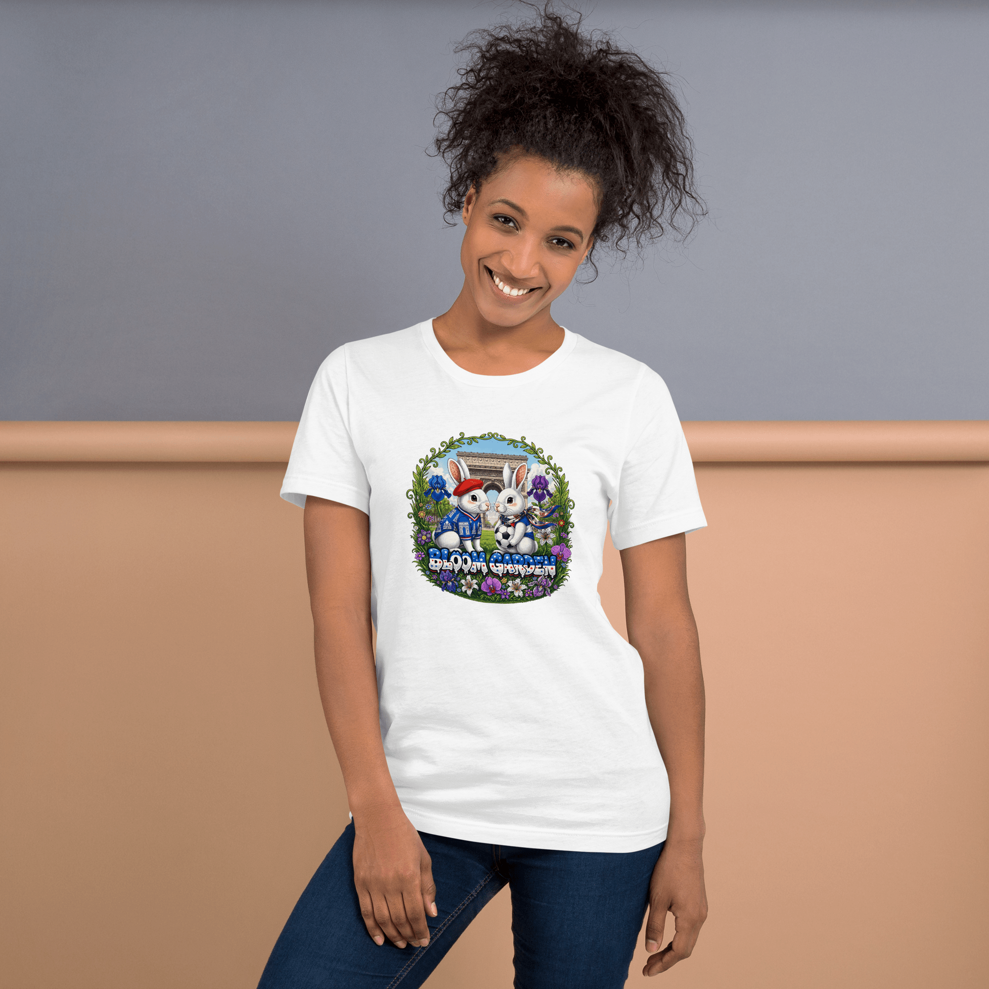 Bloom Garden French Rabbit T-Shirt | France Soccer Fan | Canada Mexico USA 2026 | Unisex - BLOOM GARDEN