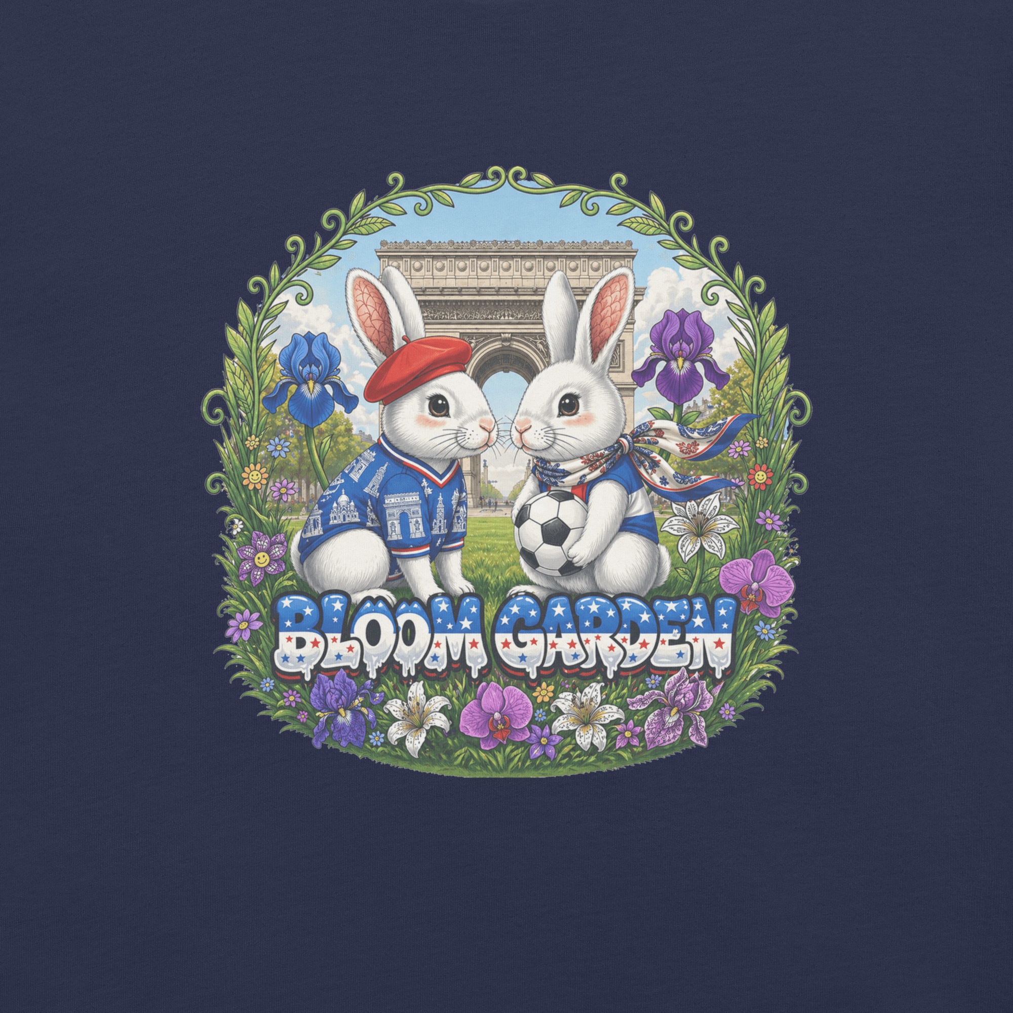 Bloom Garden French Rabbit T-Shirt | France Soccer Fan | Canada Mexico USA 2026 | Unisex - BLOOM GARDEN