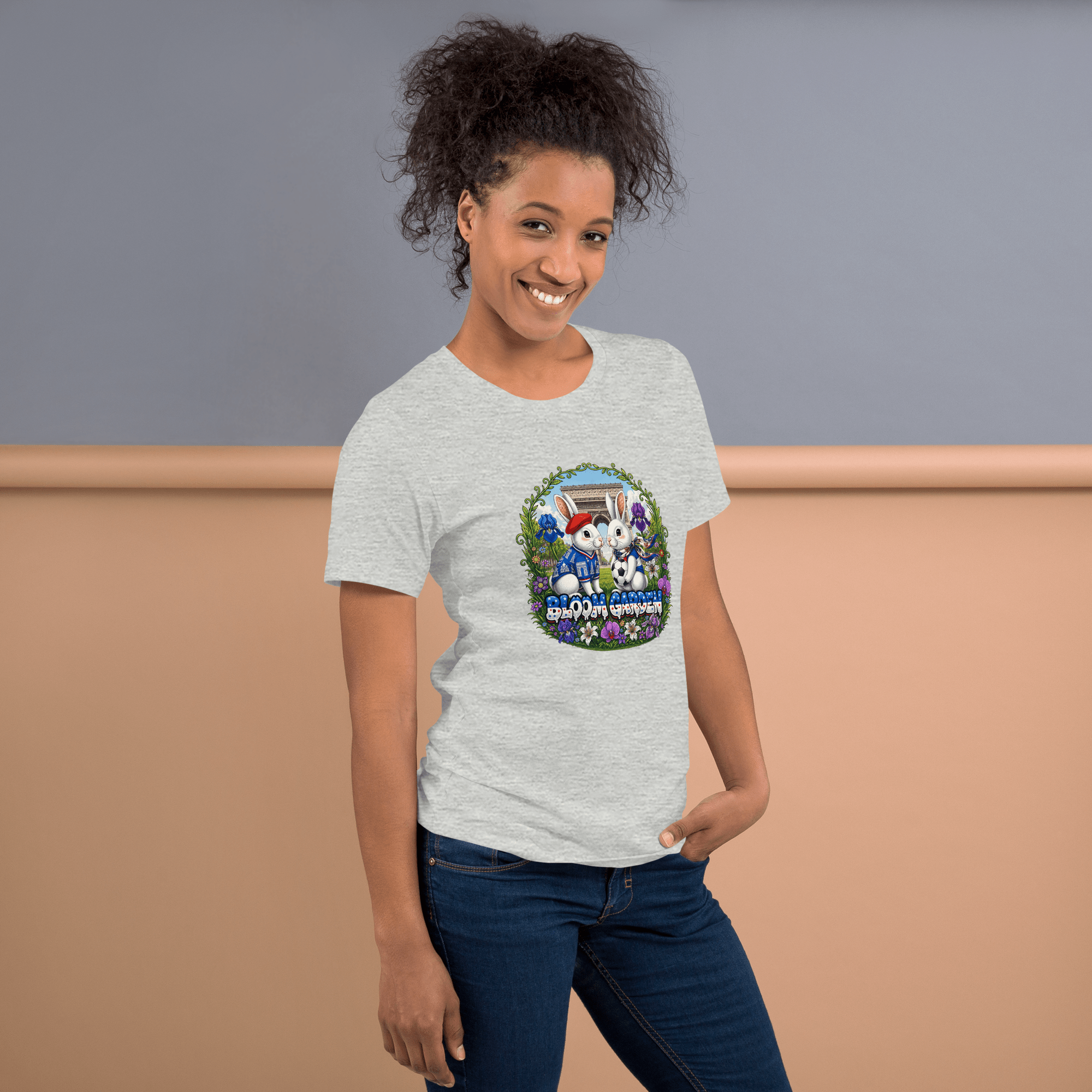 Bloom Garden French Rabbit T-Shirt | France Soccer Fan | Canada Mexico USA 2026 | Unisex - BLOOM GARDEN