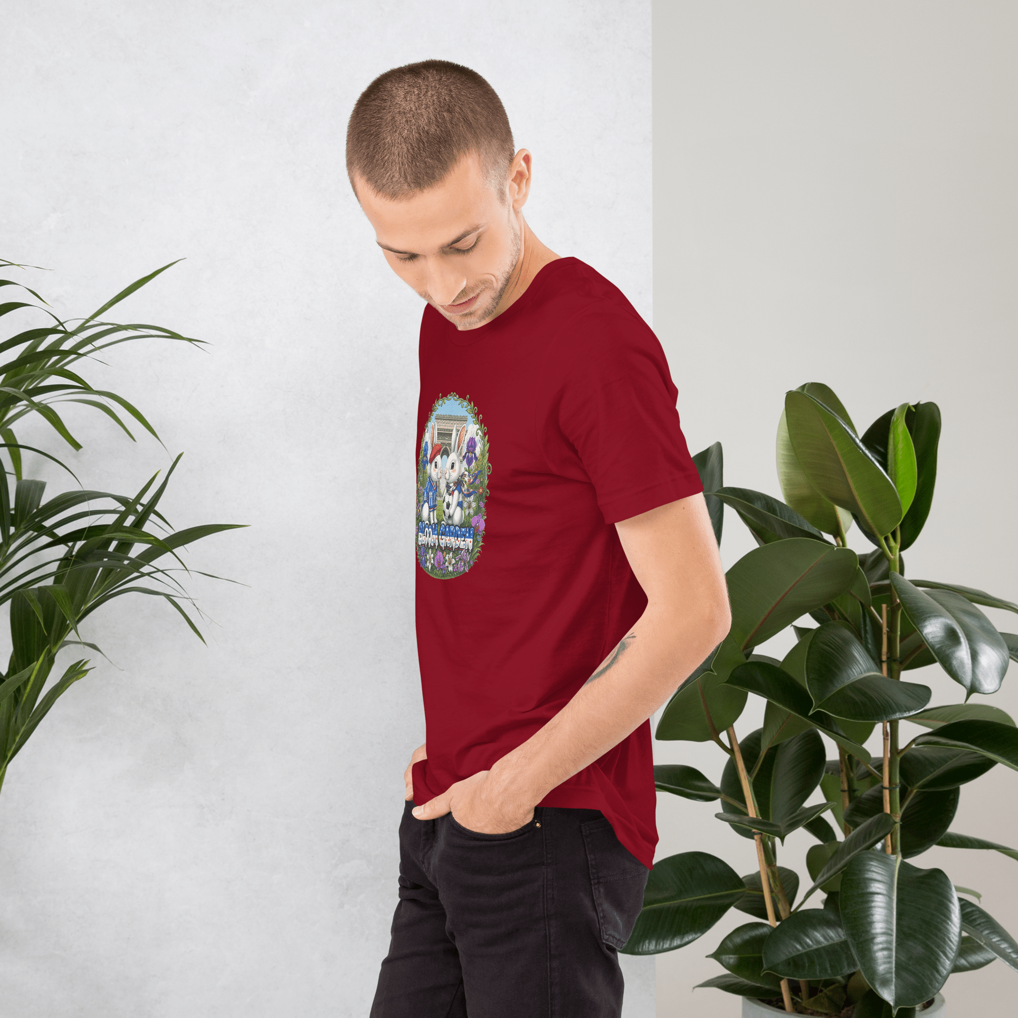 Bloom Garden French Rabbit T-Shirt | France Soccer Fan | Canada Mexico USA 2026 | Unisex - BLOOM GARDEN