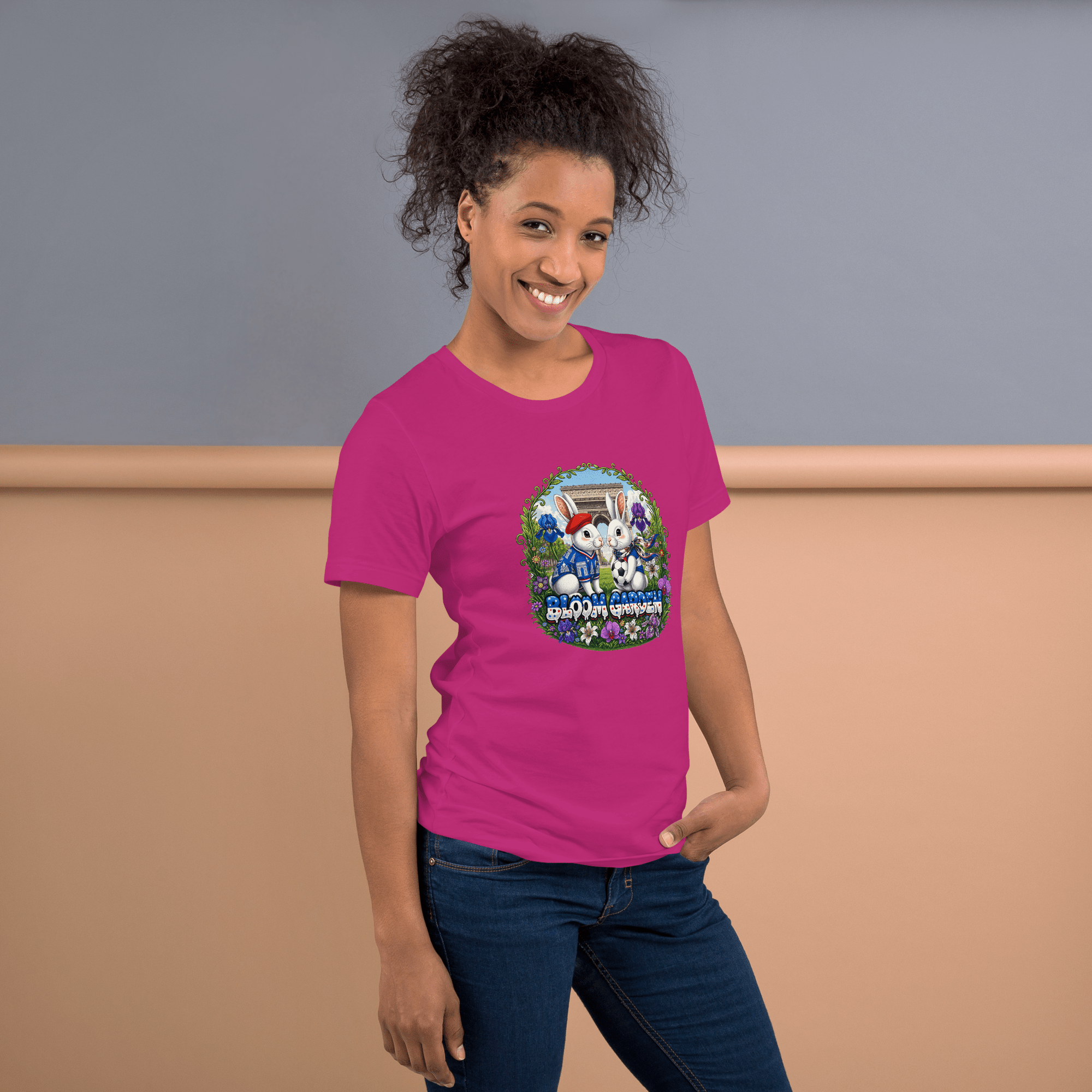 Bloom Garden French Rabbit T-Shirt | France Soccer Fan | Canada Mexico USA 2026 | Unisex - BLOOM GARDEN