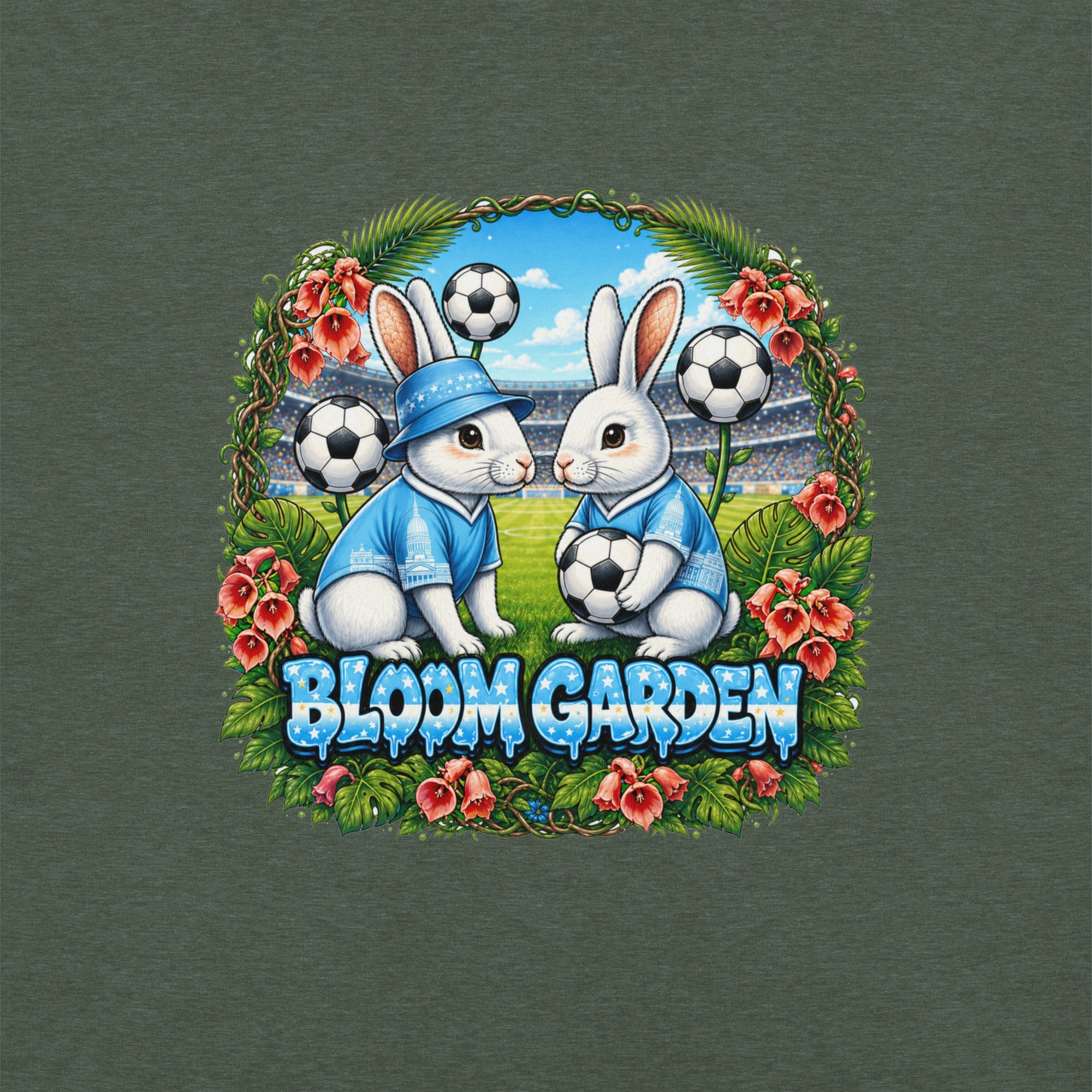 Bloom Garden "Goal & Garden" Argentina Rabbit Tee | Argentina Soccer Fan | Canada Mexico USA 2026 | Unisex - BLOOM GARDEN