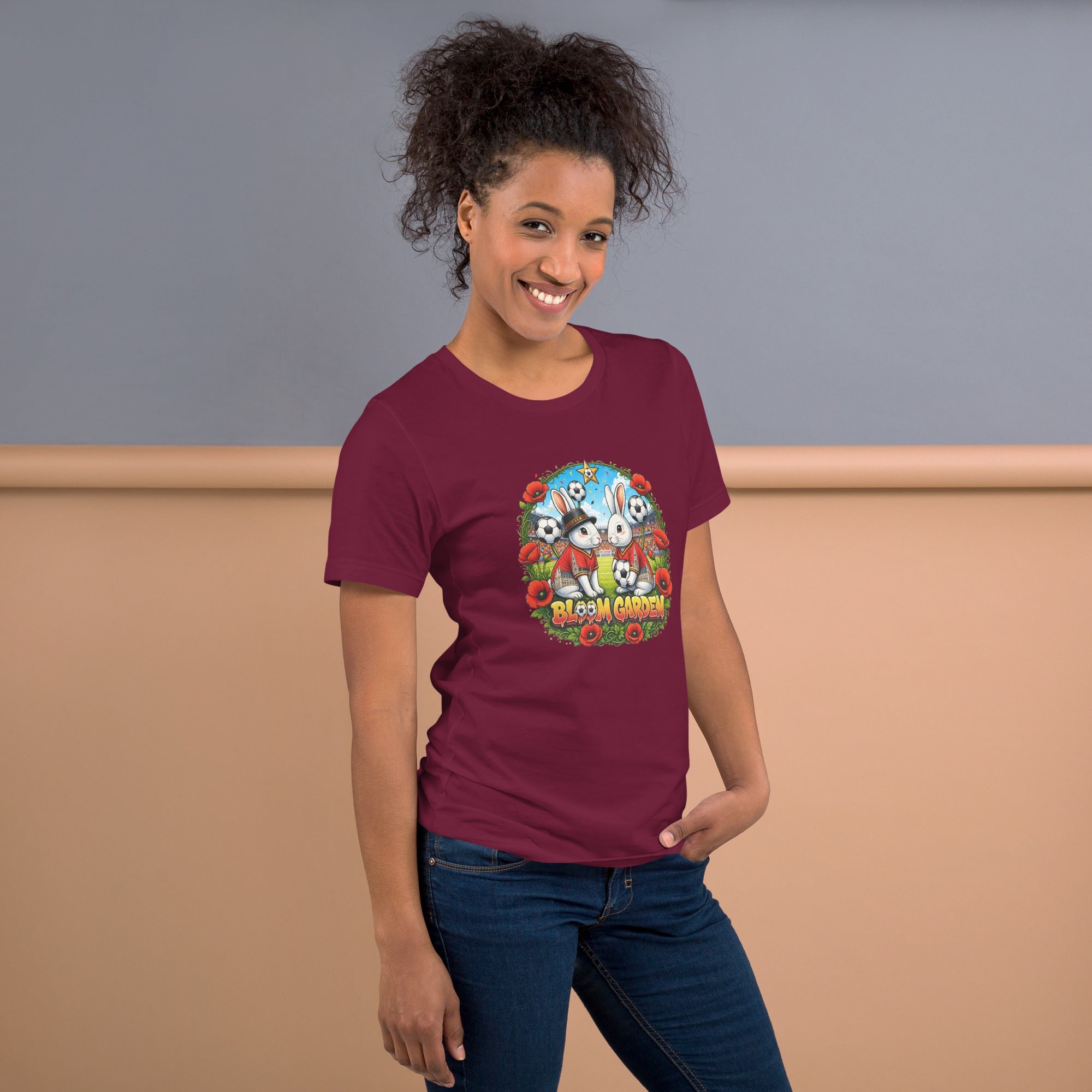 Bloom Garden "Goal & Garden" Belgium Rabbit Tee | Belgium Soccer Fan | Canada Mexico USA 2026 | Unisex - BLOOM GARDEN