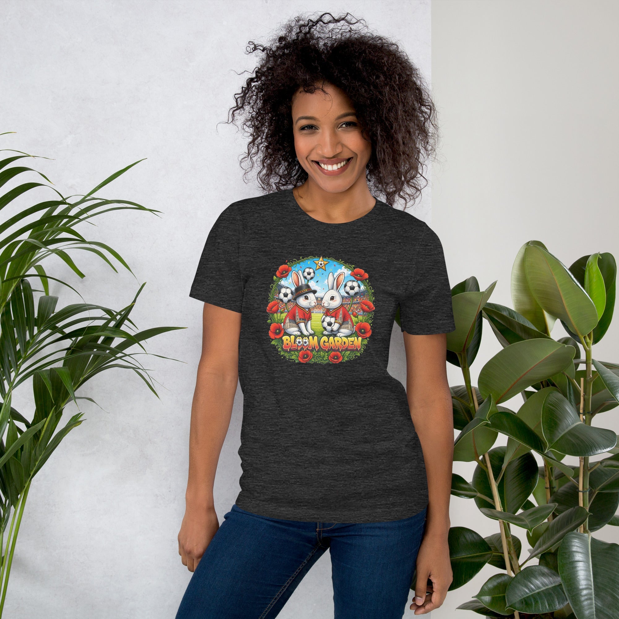 Bloom Garden "Goal & Garden" Belgium Rabbit Tee | Belgium Soccer Fan | Canada Mexico USA 2026 | Unisex - BLOOM GARDEN