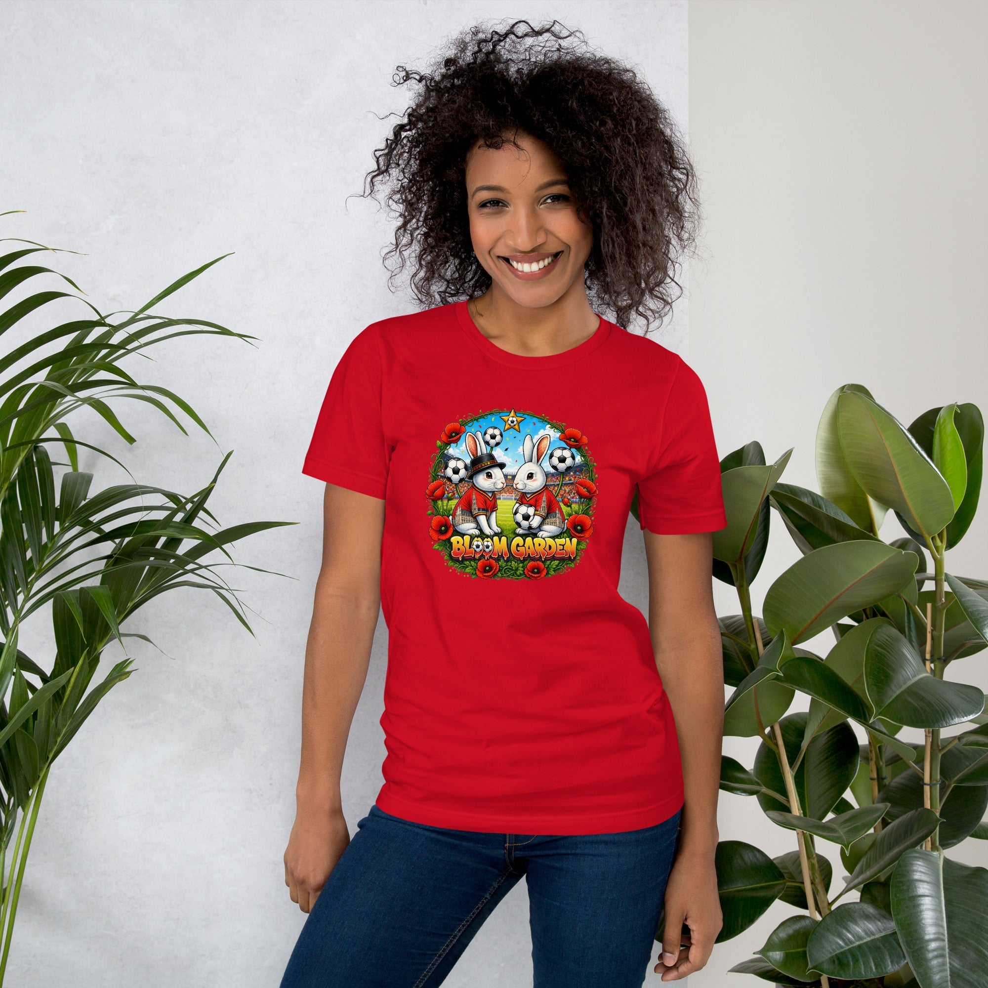 Bloom Garden "Goal & Garden" Belgium Rabbit Tee | Belgium Soccer Fan | Canada Mexico USA 2026 | Unisex - BLOOM GARDEN