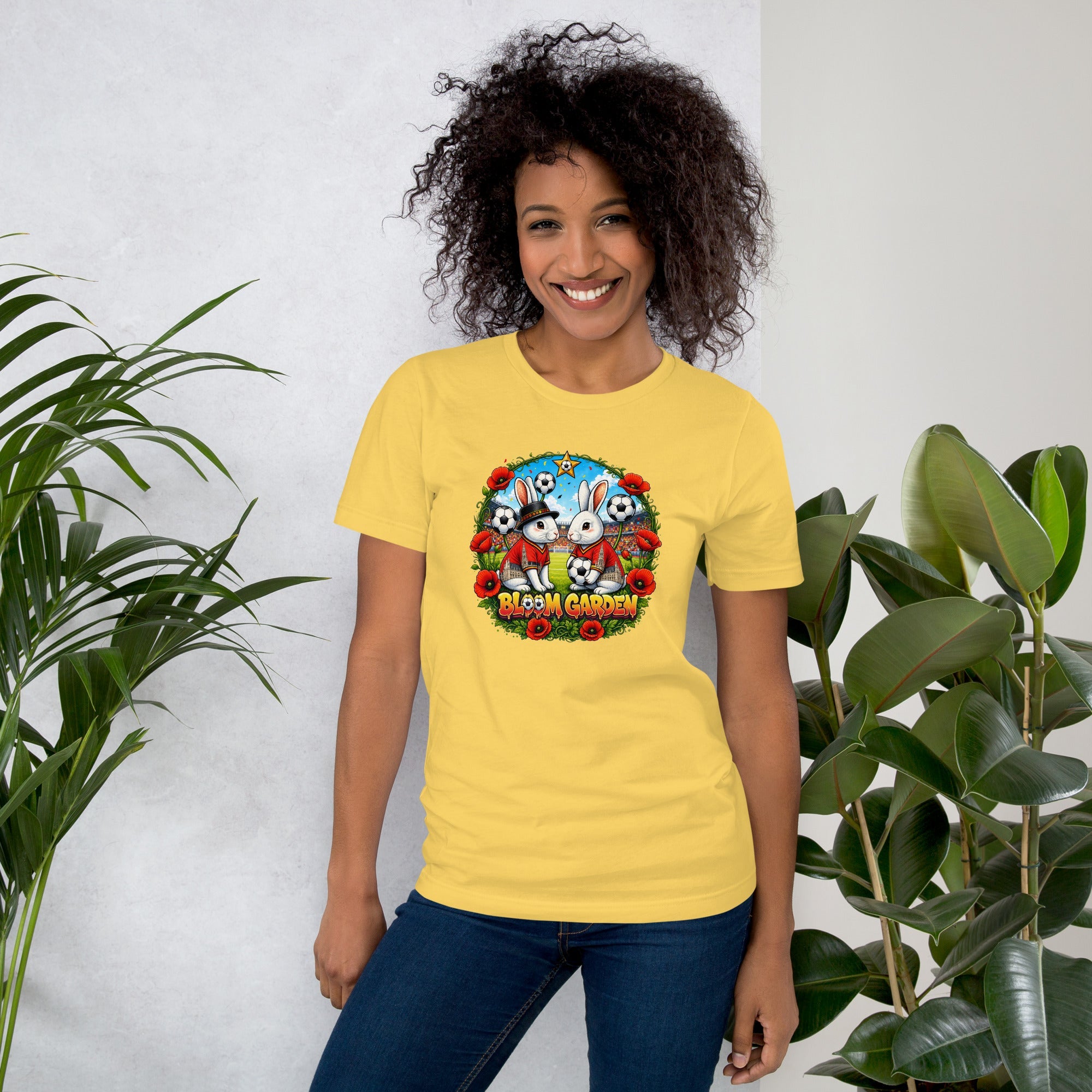Bloom Garden "Goal & Garden" Belgium Rabbit Tee | Belgium Soccer Fan | Canada Mexico USA 2026 | Unisex - BLOOM GARDEN