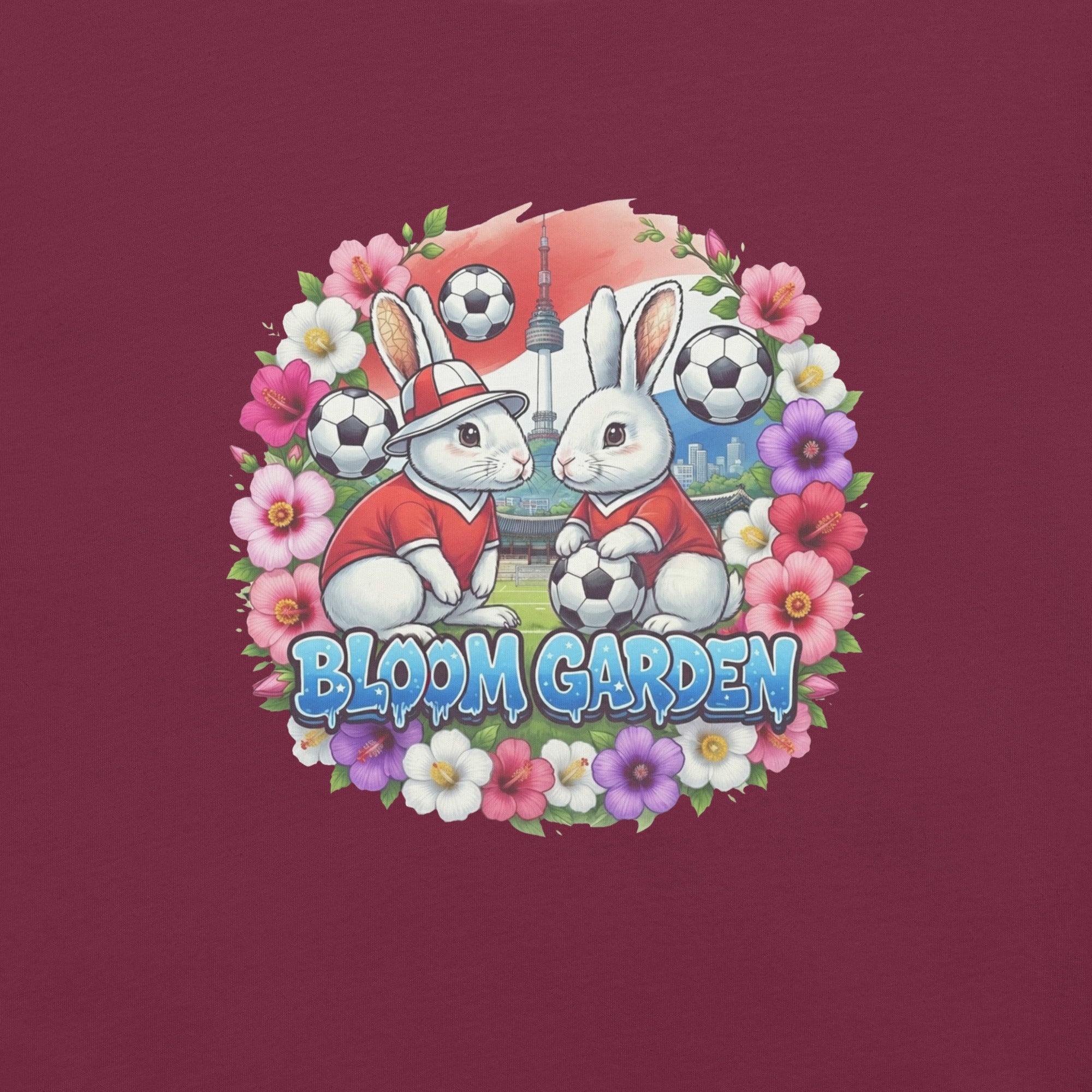 Bloom Garden "Goal & Garden" Korea Rabbit Tee | Korea Soccer Fan | Canada Mexico USA 2026 | Unisex - BLOOM GARDEN