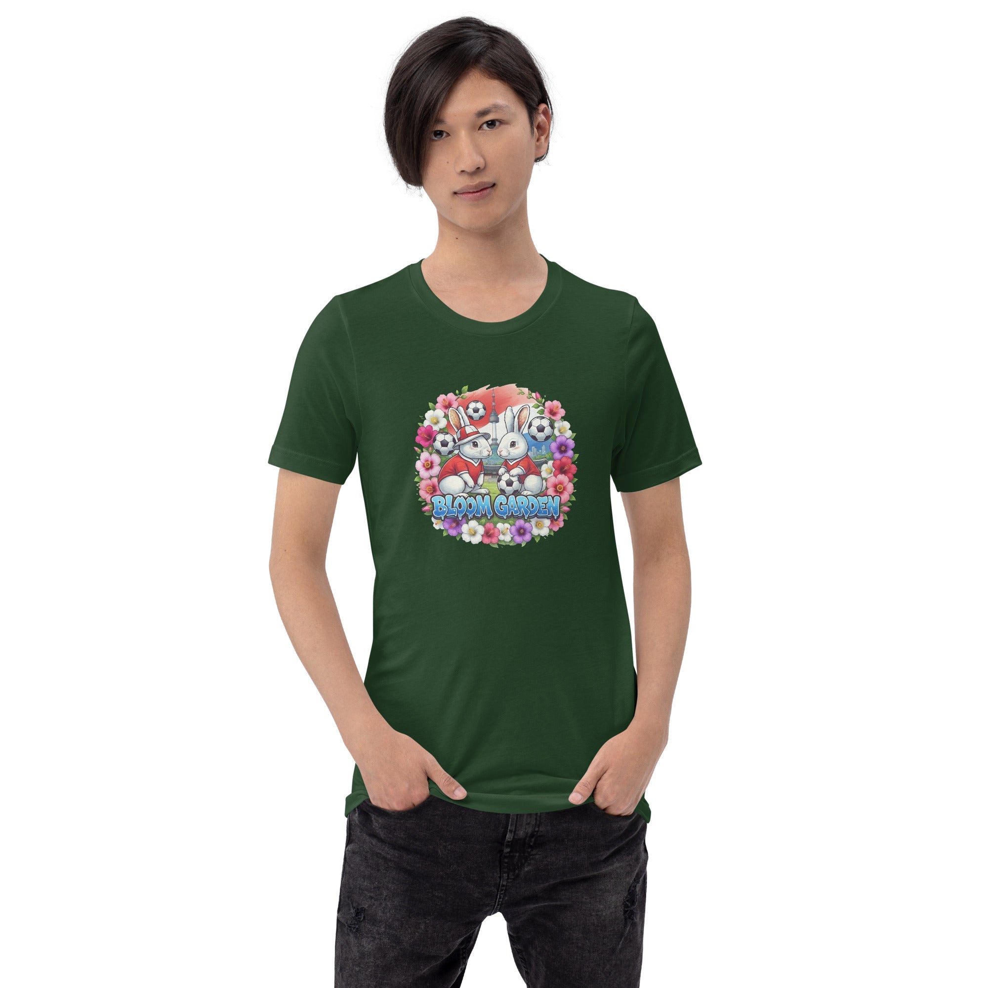 Bloom Garden "Goal & Garden" Korea Rabbit Tee | Korea Soccer Fan | Canada Mexico USA 2026 | Unisex - BLOOM GARDEN