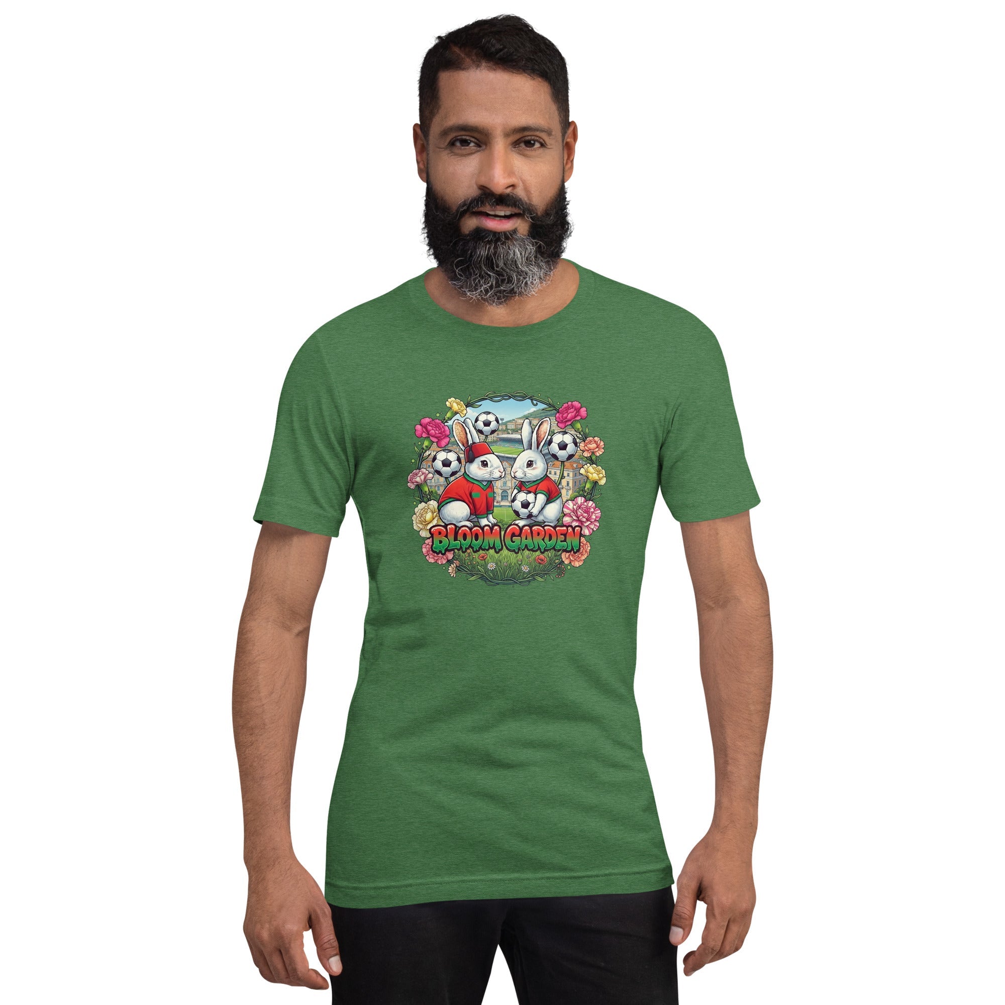 Bloom Garden "Goal & Garden" Morocco Rabbit Tee | Morocco Soccer Fan | Canada Mexico USA 2026 | Unisex - BLOOM GARDEN
