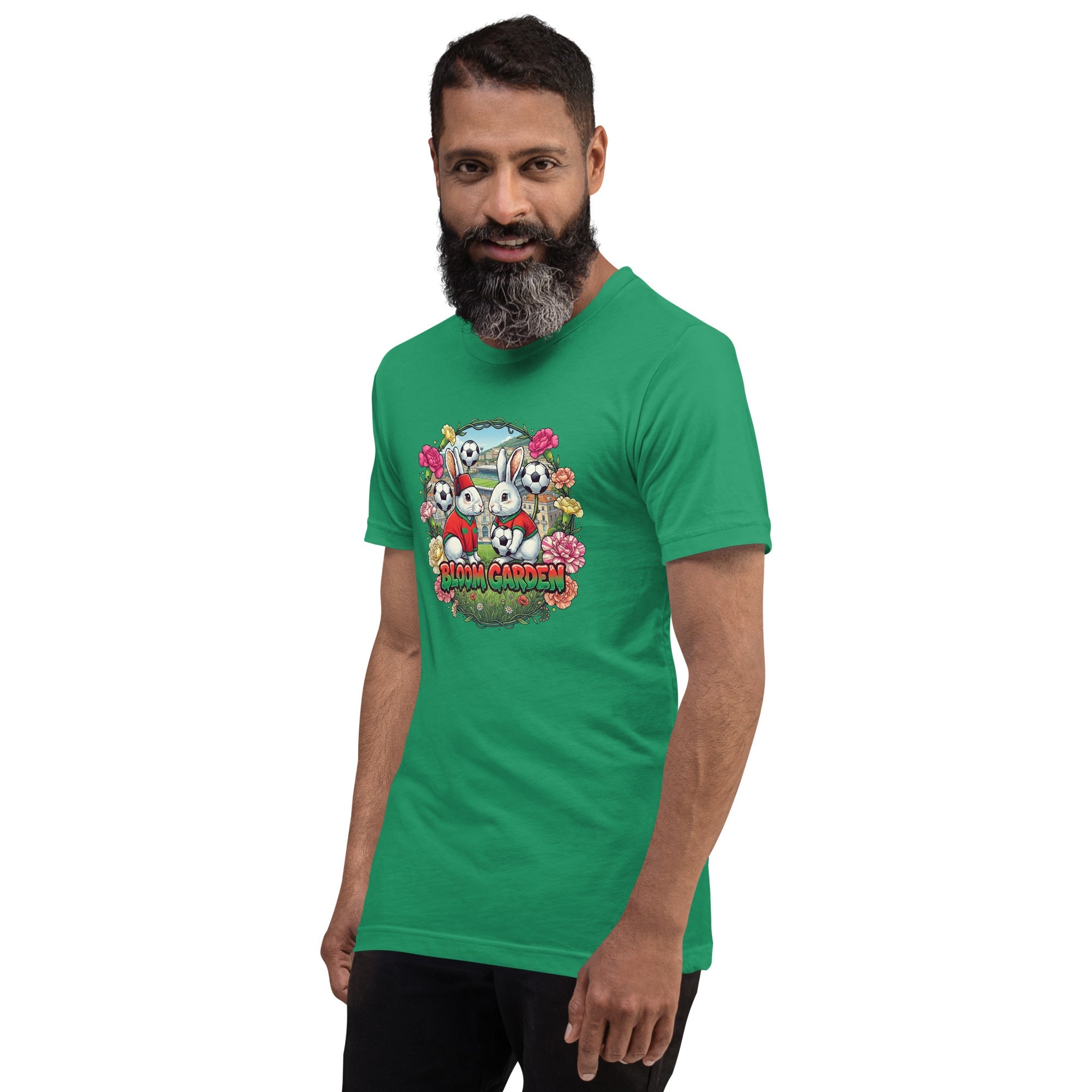 Bloom Garden "Goal & Garden" Morocco Rabbit Tee | Morocco Soccer Fan | Canada Mexico USA 2026 | Unisex - BLOOM GARDEN