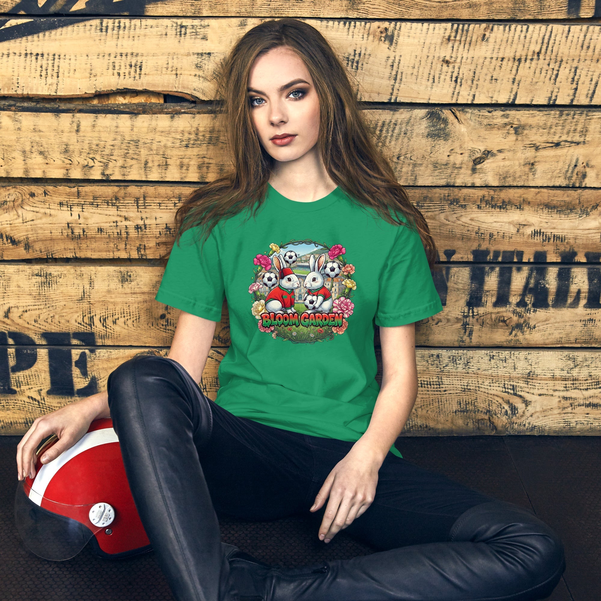 Bloom Garden "Goal & Garden" Morocco Rabbit Tee | Morocco Soccer Fan | Canada Mexico USA 2026 | Unisex - BLOOM GARDEN