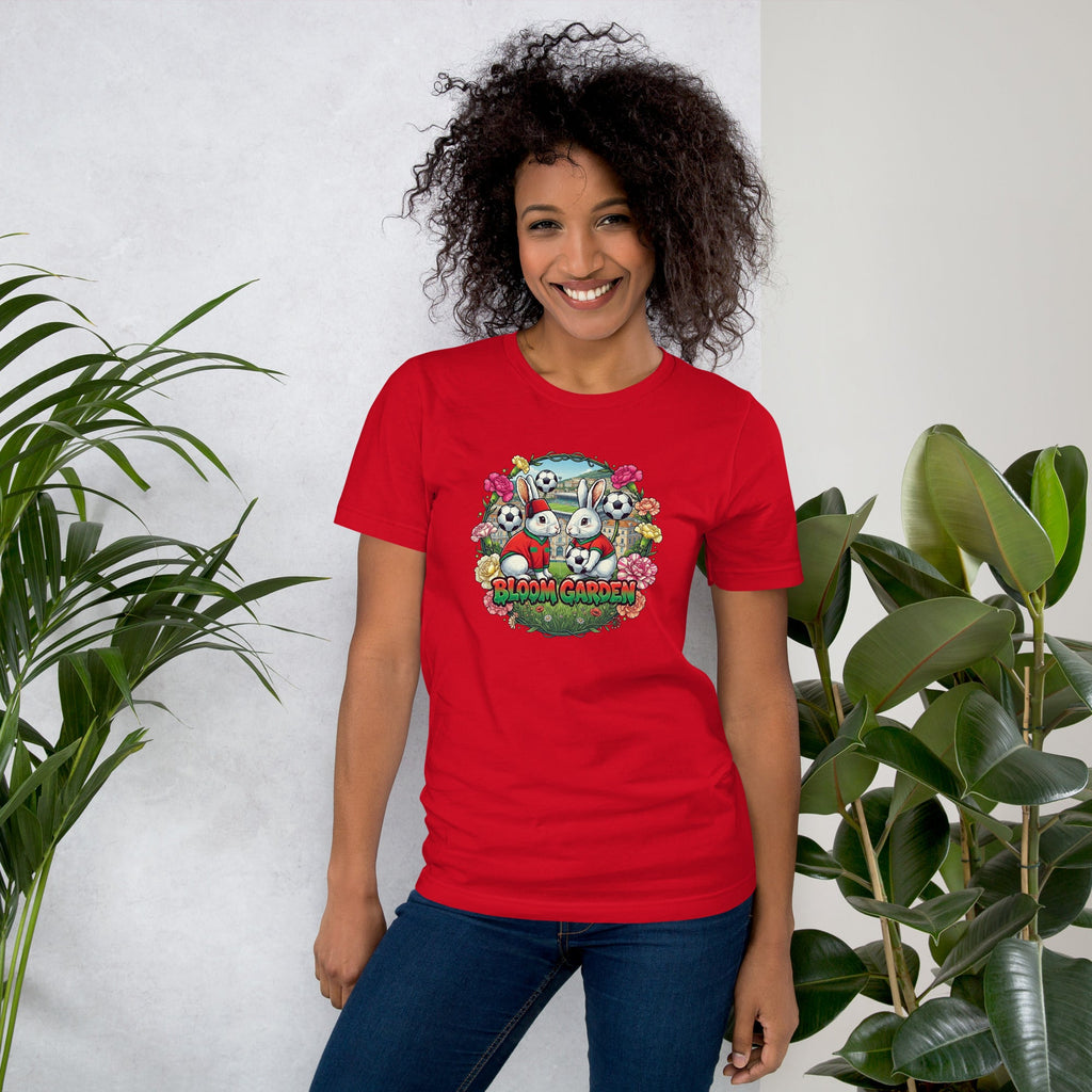 Bloom Garden "Goal & Garden" Morocco Rabbit Tee | Morocco Soccer Fan | Canada Mexico USA 2026 | Unisex - BLOOM GARDEN