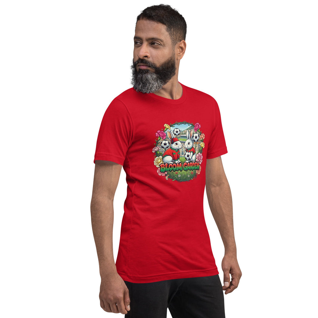Bloom Garden "Goal & Garden" Morocco Rabbit Tee | Morocco Soccer Fan | Canada Mexico USA 2026 | Unisex - BLOOM GARDEN