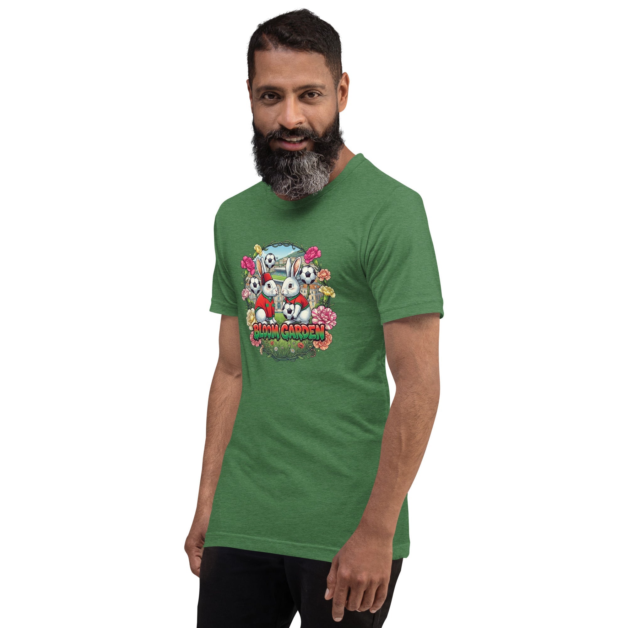 Bloom Garden "Goal & Garden" Morocco Rabbit Tee | Morocco Soccer Fan | Canada Mexico USA 2026 | Unisex - BLOOM GARDEN