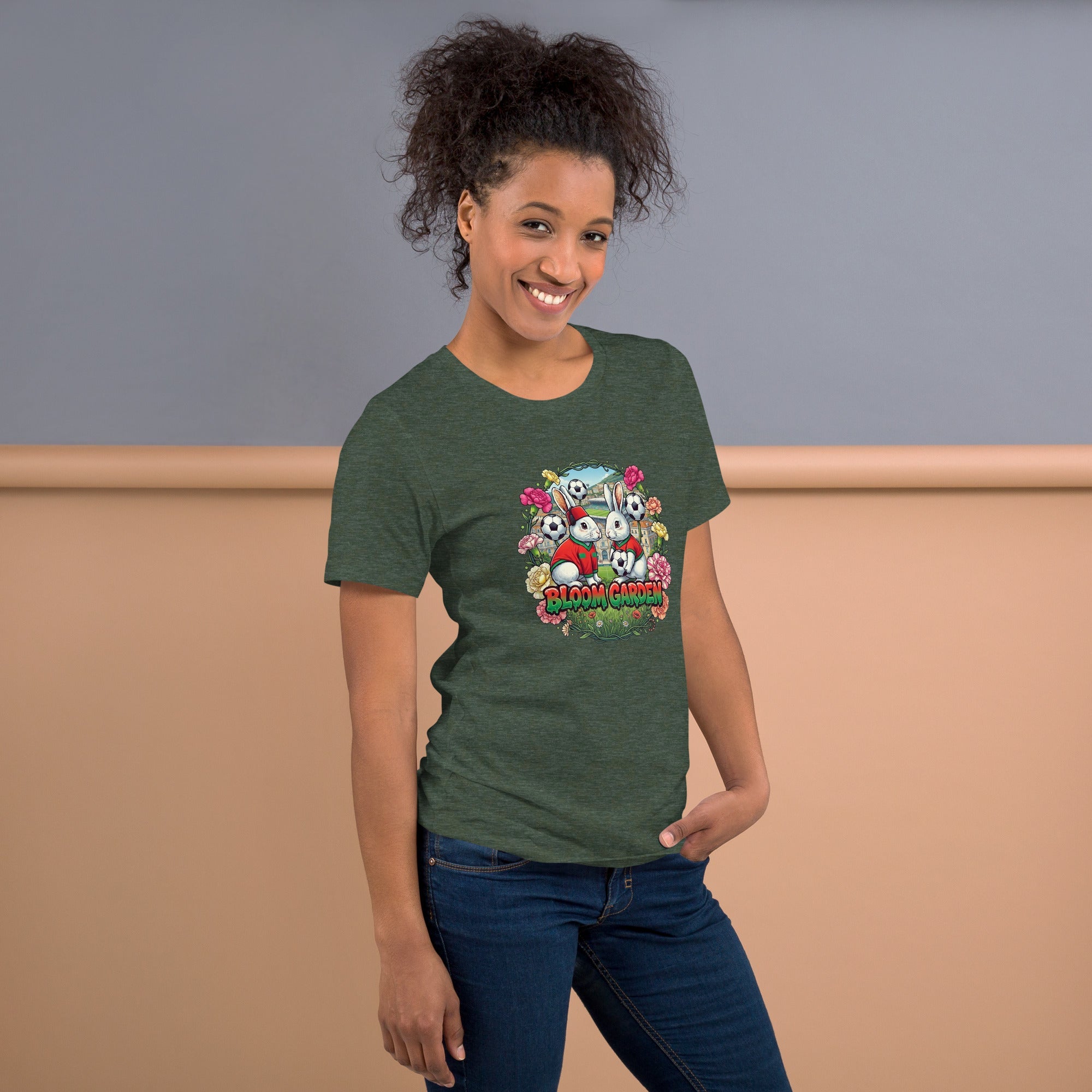 Bloom Garden "Goal & Garden" Morocco Rabbit Tee | Morocco Soccer Fan | Canada Mexico USA 2026 | Unisex - BLOOM GARDEN