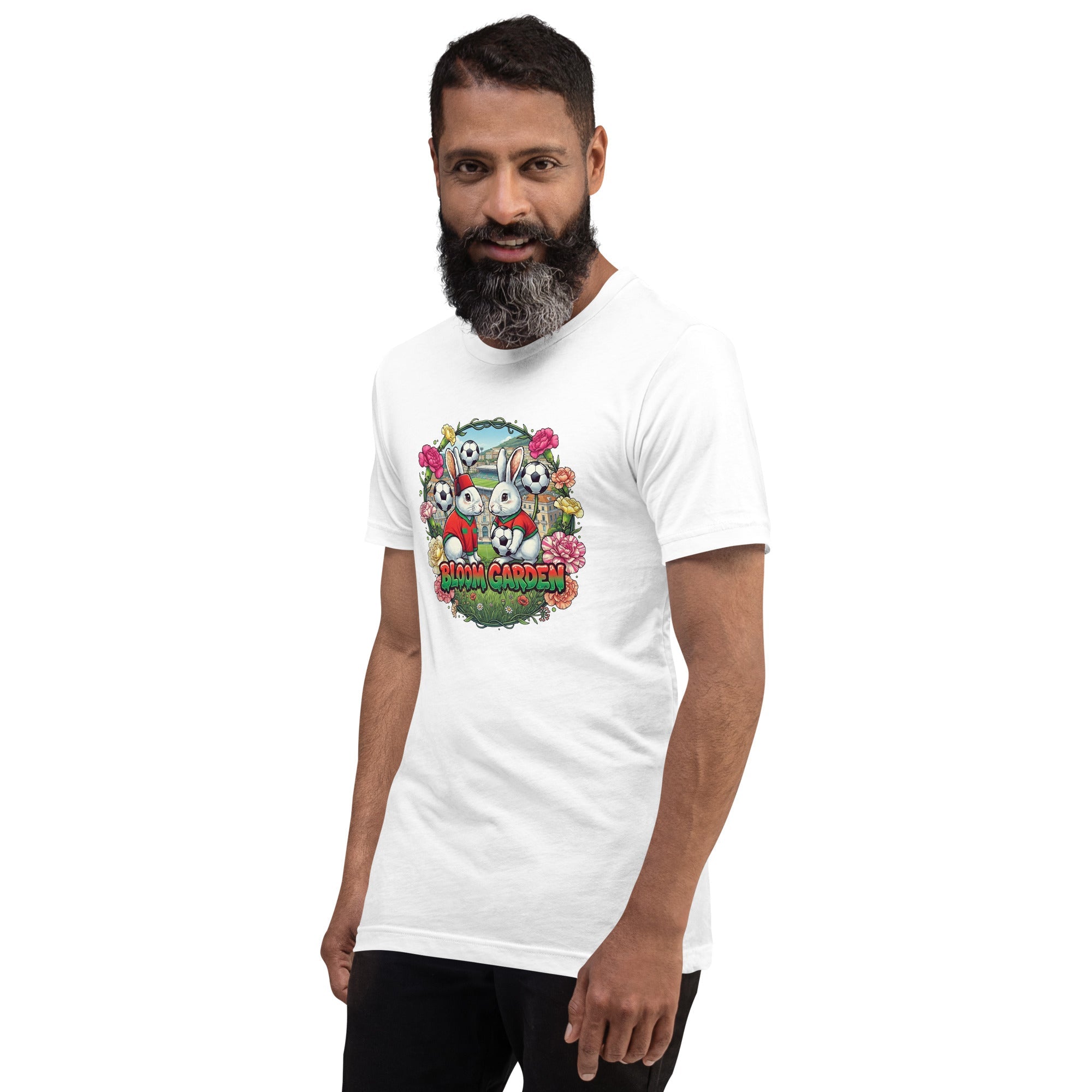 Bloom Garden "Goal & Garden" Morocco Rabbit Tee | Morocco Soccer Fan | Canada Mexico USA 2026 | Unisex - BLOOM GARDEN