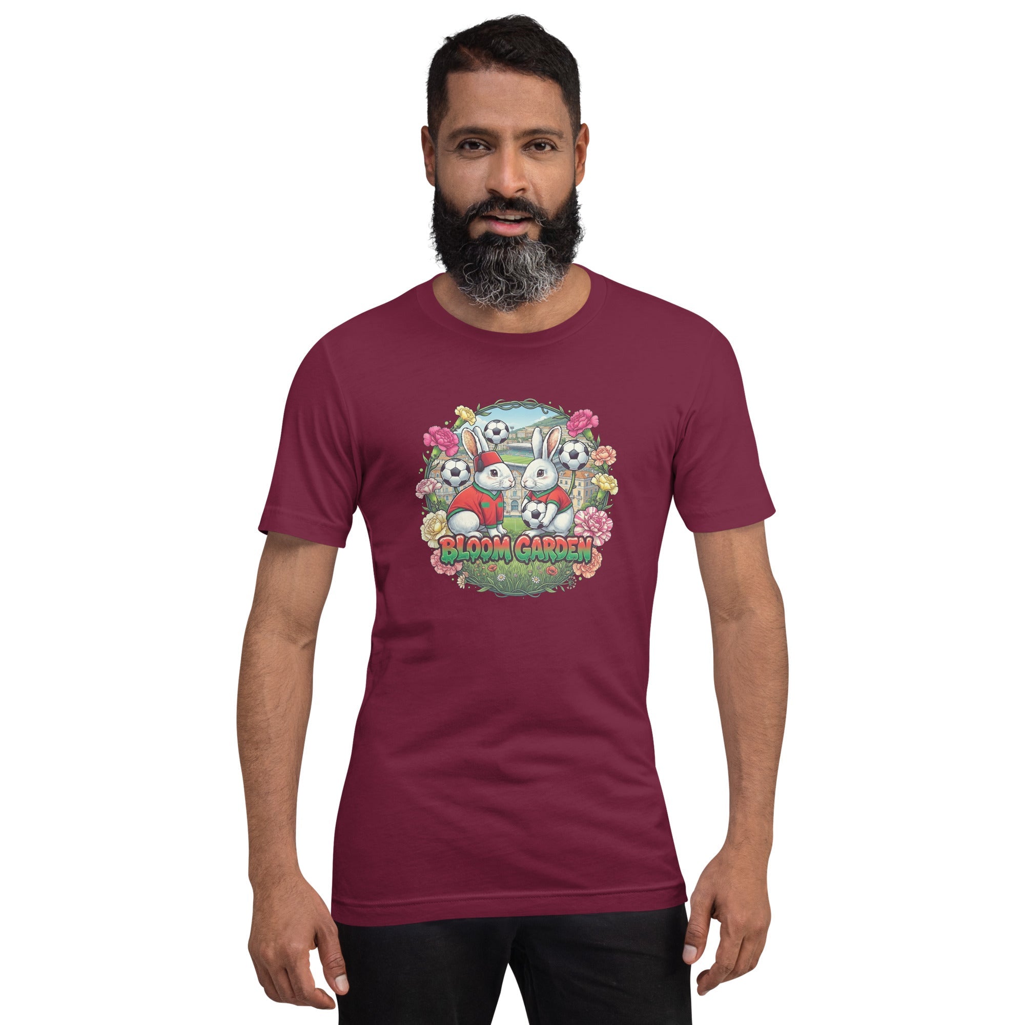 Bloom Garden "Goal & Garden" Morocco Rabbit Tee | Morocco Soccer Fan | Canada Mexico USA 2026 | Unisex - BLOOM GARDEN