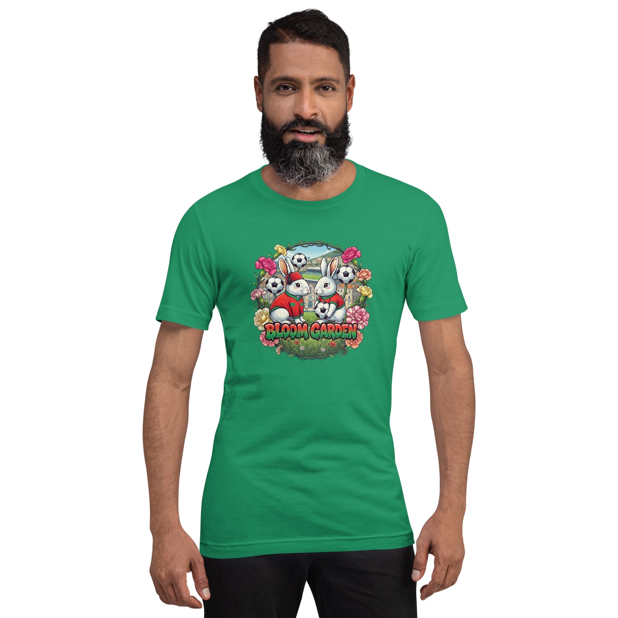 Bloom Garden "Goal & Garden" Morocco Rabbit Tee | Morocco Soccer Fan | Canada Mexico USA 2026 | Unisex - BLOOM GARDEN