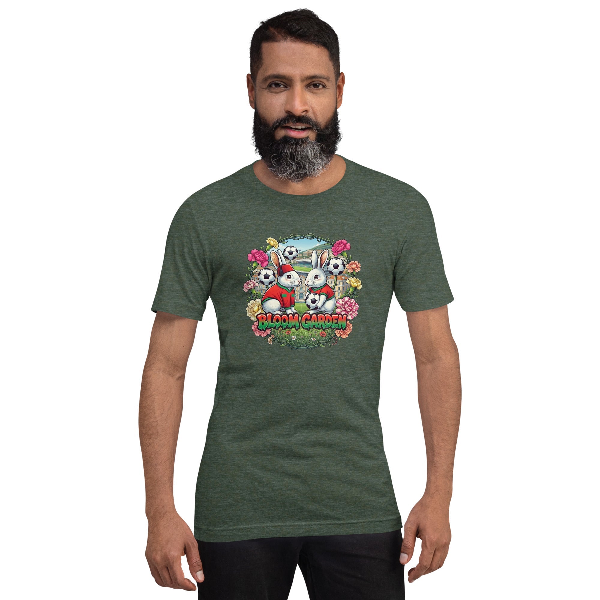 Bloom Garden "Goal & Garden" Morocco Rabbit Tee | Morocco Soccer Fan | Canada Mexico USA 2026 | Unisex - BLOOM GARDEN