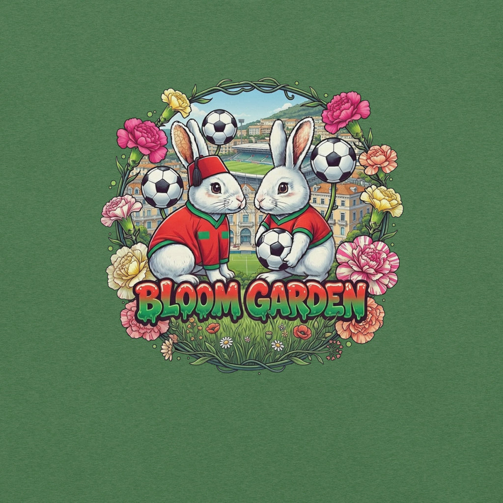 Bloom Garden "Goal & Garden" Morocco Rabbit Tee | Morocco Soccer Fan | Canada Mexico USA 2026 | Unisex - BLOOM GARDEN