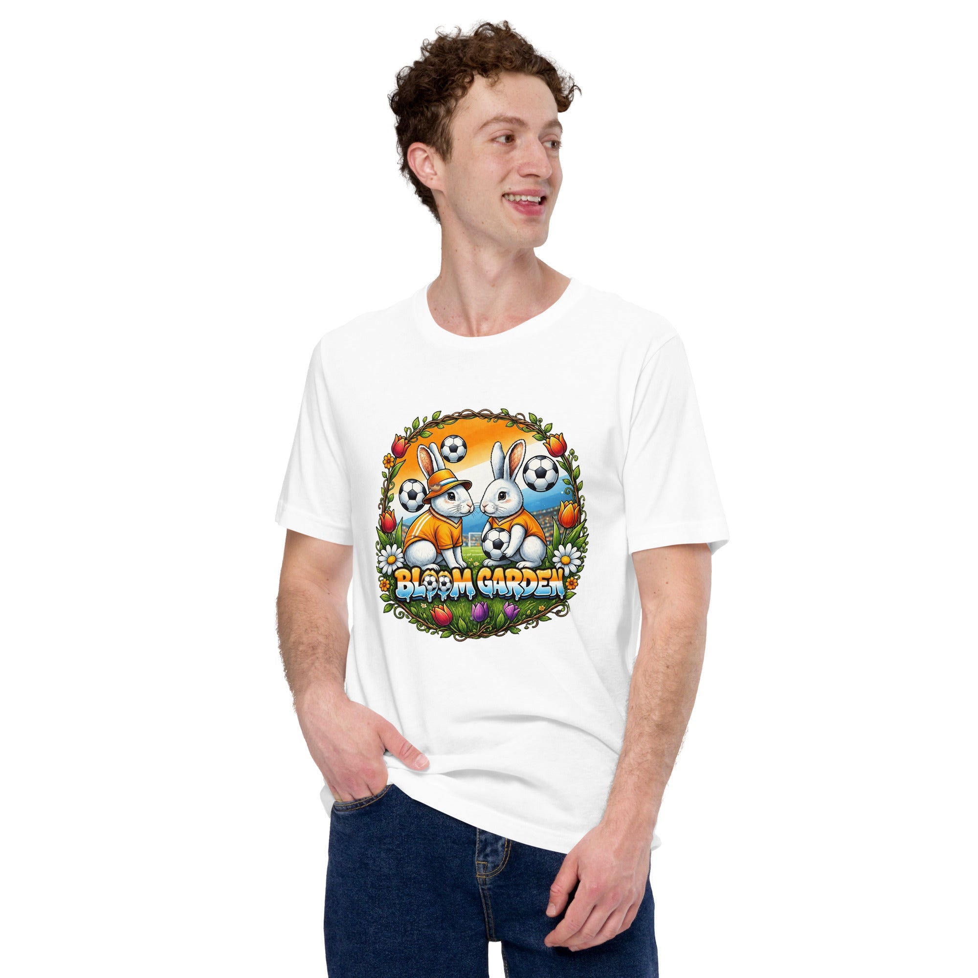 Bloom Garden "Goal & Garden" Netherlands Rabbit Tee | Netherlands Soccer Fan | Canada Mexico USA 2026 | Unisex - BLOOM GARDEN