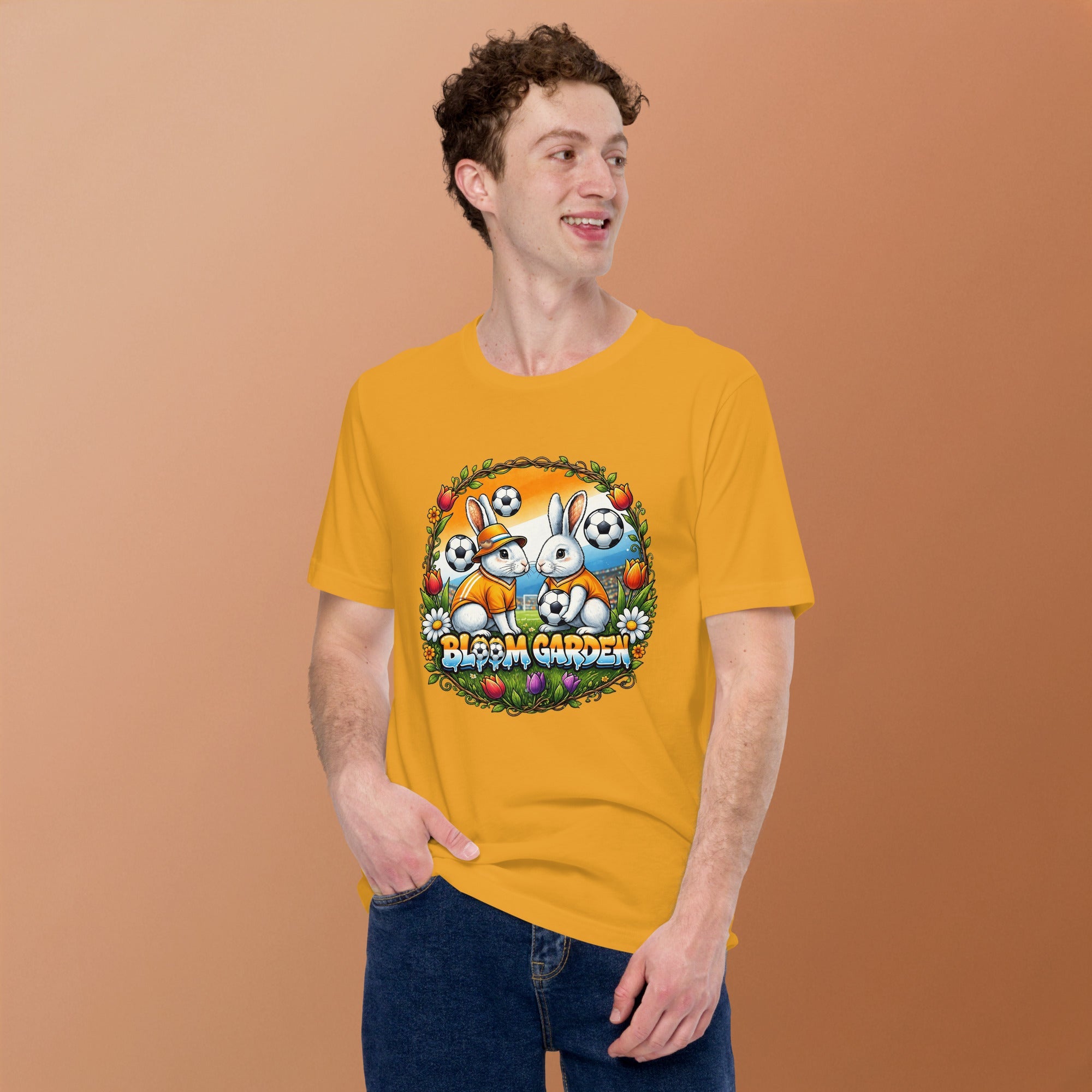 Bloom Garden "Goal & Garden" Netherlands Rabbit Tee | Netherlands Soccer Fan | Canada Mexico USA 2026 | Unisex - BLOOM GARDEN