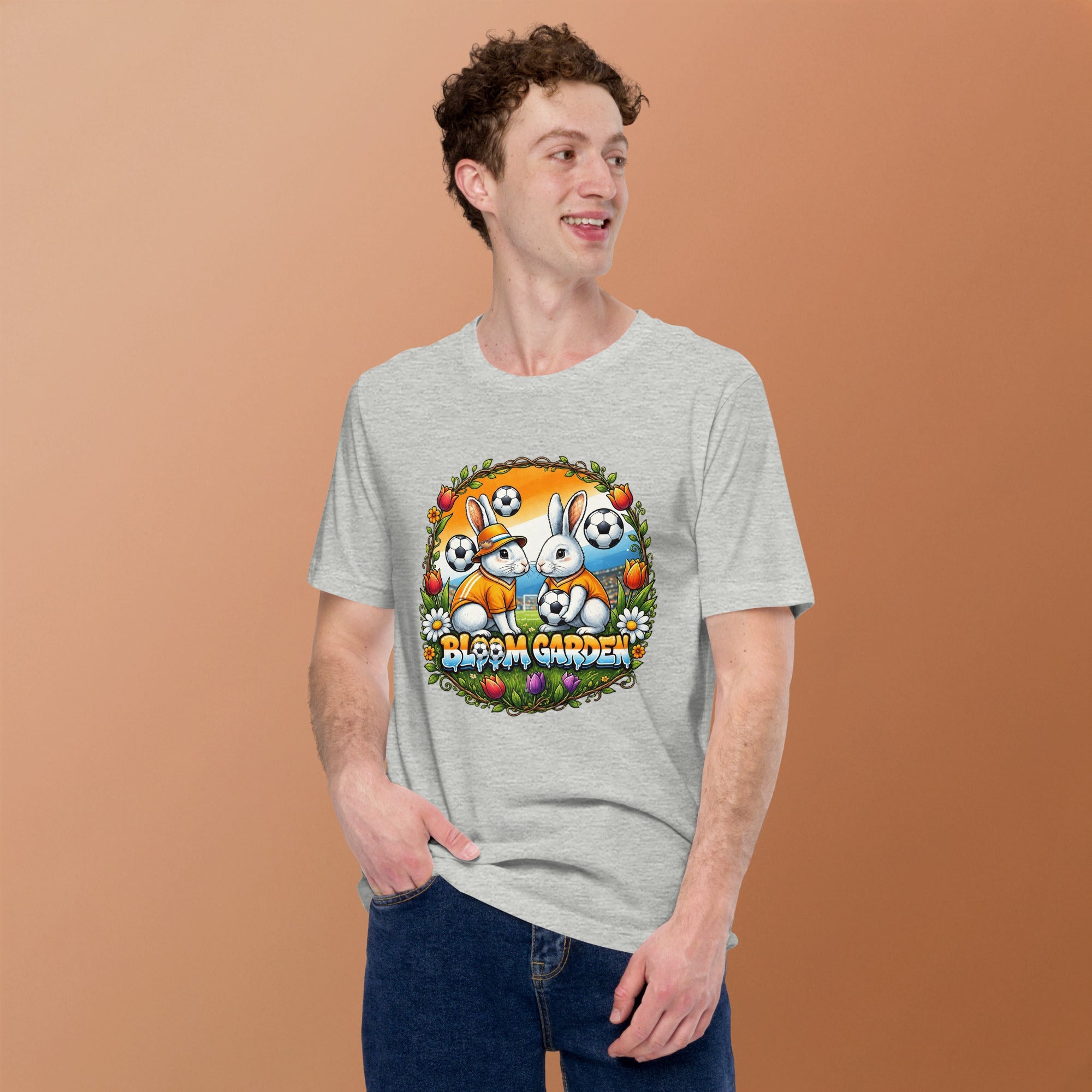 Bloom Garden "Goal & Garden" Netherlands Rabbit Tee | Netherlands Soccer Fan | Canada Mexico USA 2026 | Unisex - BLOOM GARDEN