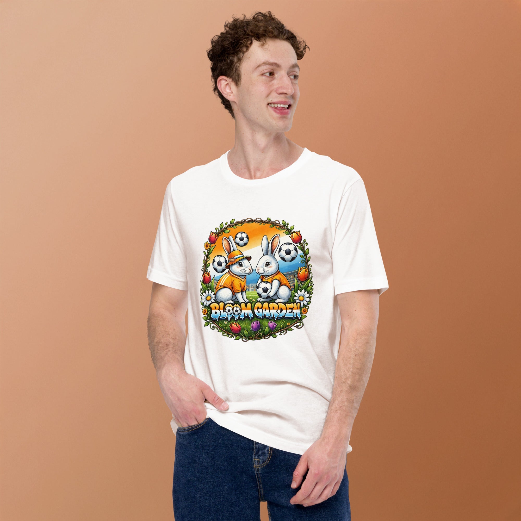 Bloom Garden "Goal & Garden" Netherlands Rabbit Tee | Netherlands Soccer Fan | Canada Mexico USA 2026 | Unisex - BLOOM GARDEN