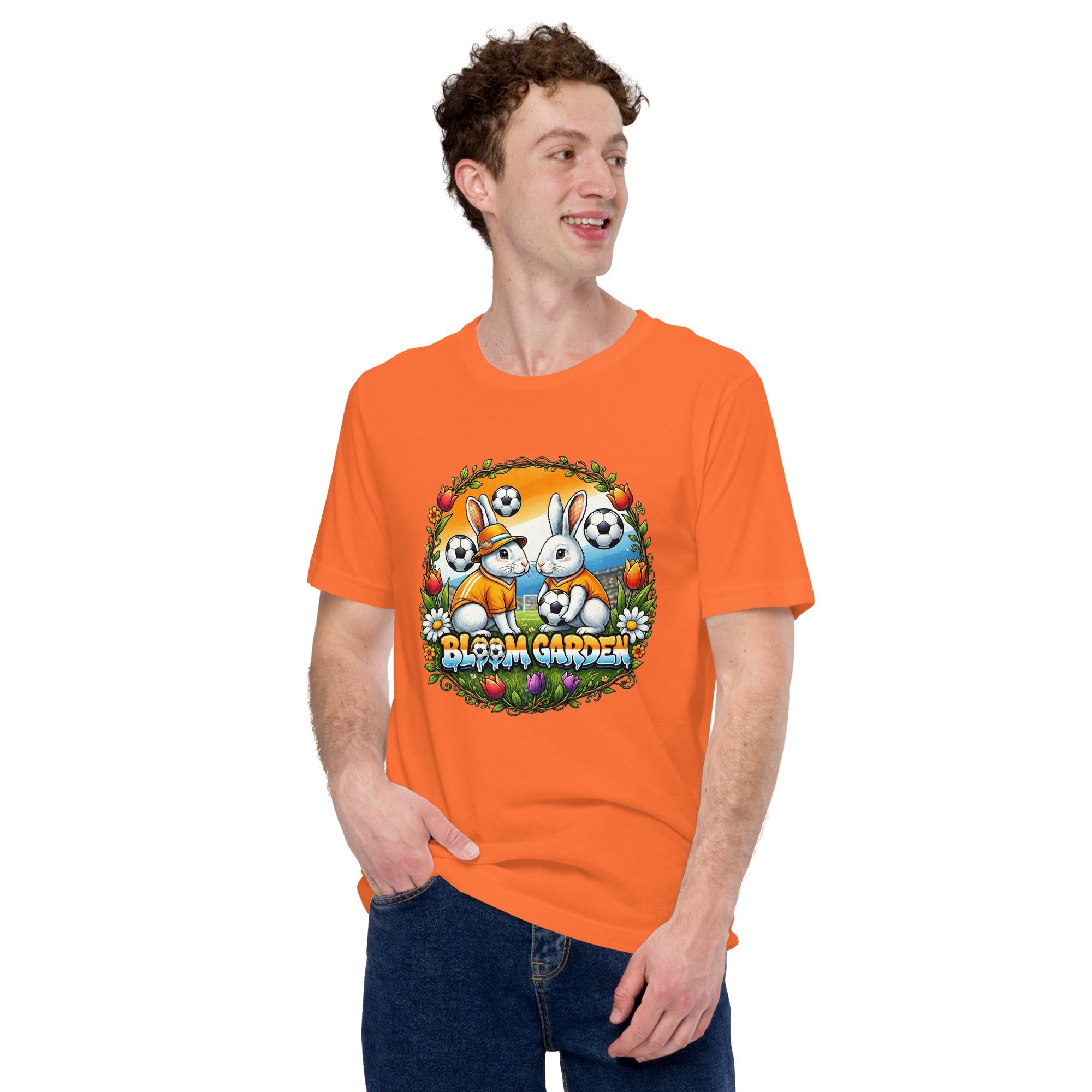 Bloom Garden "Goal & Garden" Netherlands Rabbit Tee | Netherlands Soccer Fan | Canada Mexico USA 2026 | Unisex - BLOOM GARDEN