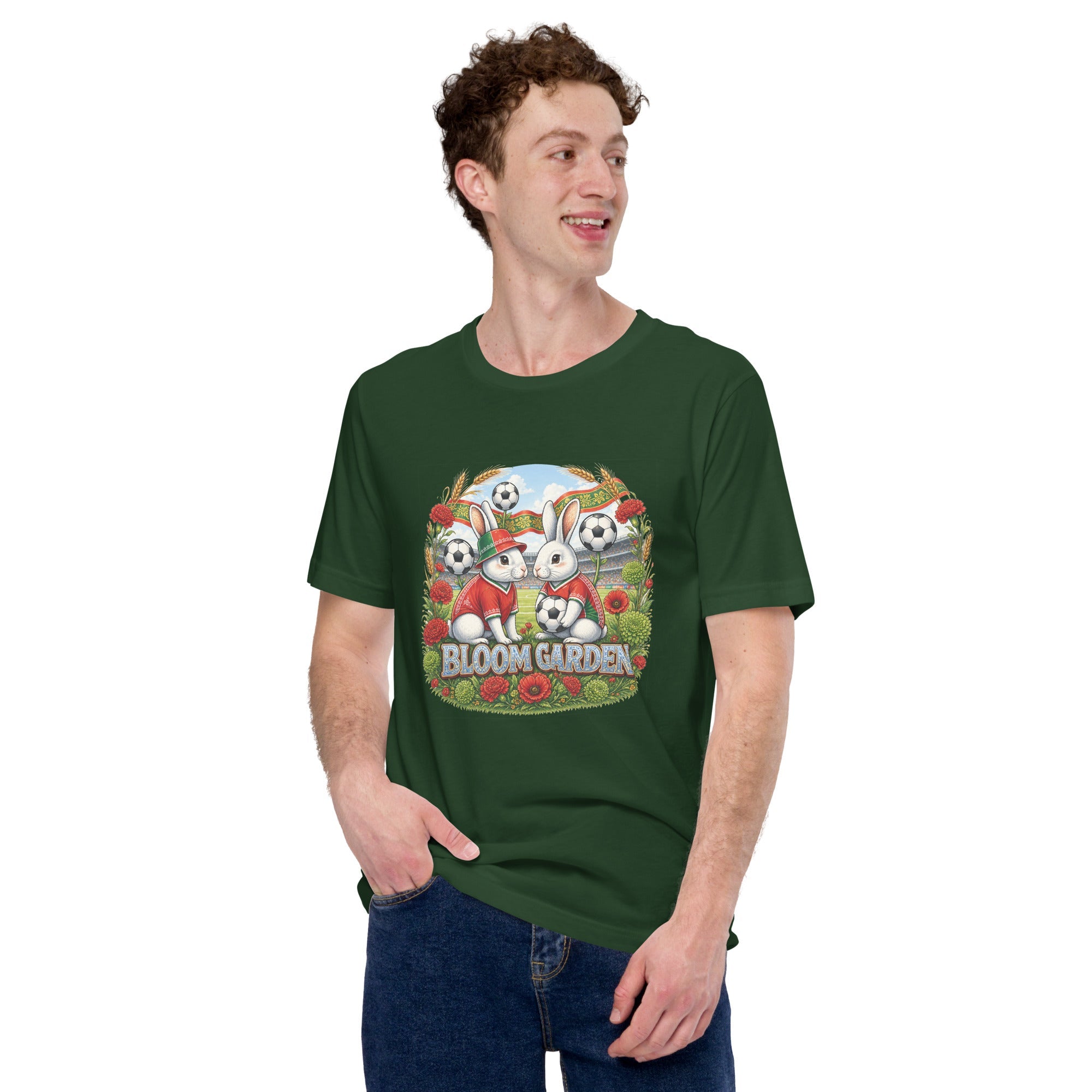 Bloom Garden "Goal & Garden" Portugal Rabbit Tee | Portugal Soccer Fan | Canada Mexico USA 2026 | Unisex - BLOOM GARDEN