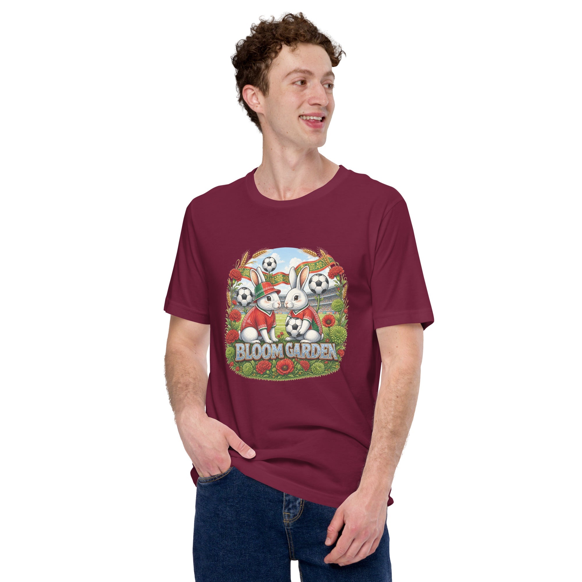Bloom Garden "Goal & Garden" Portugal Rabbit Tee | Portugal Soccer Fan | Canada Mexico USA 2026 | Unisex - BLOOM GARDEN