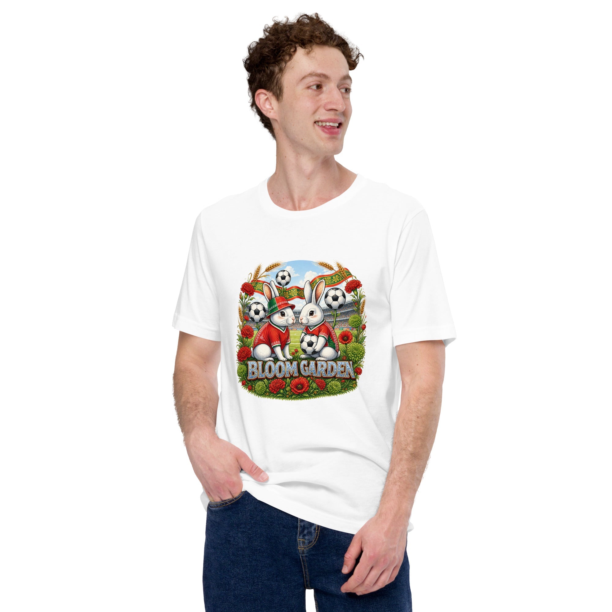 Bloom Garden "Goal & Garden" Portugal Rabbit Tee | Portugal Soccer Fan | Canada Mexico USA 2026 | Unisex - BLOOM GARDEN